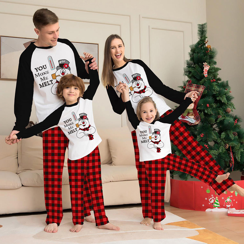 "You make me melt" Christmas Snowman Pattern Parent-child Wear Set