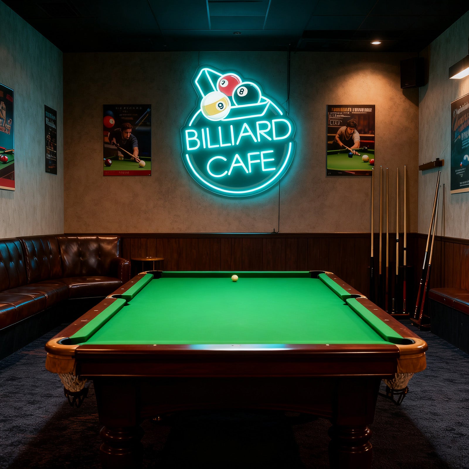 Custom Neon Sign with UV Printed Triangle Rack & Balls Design