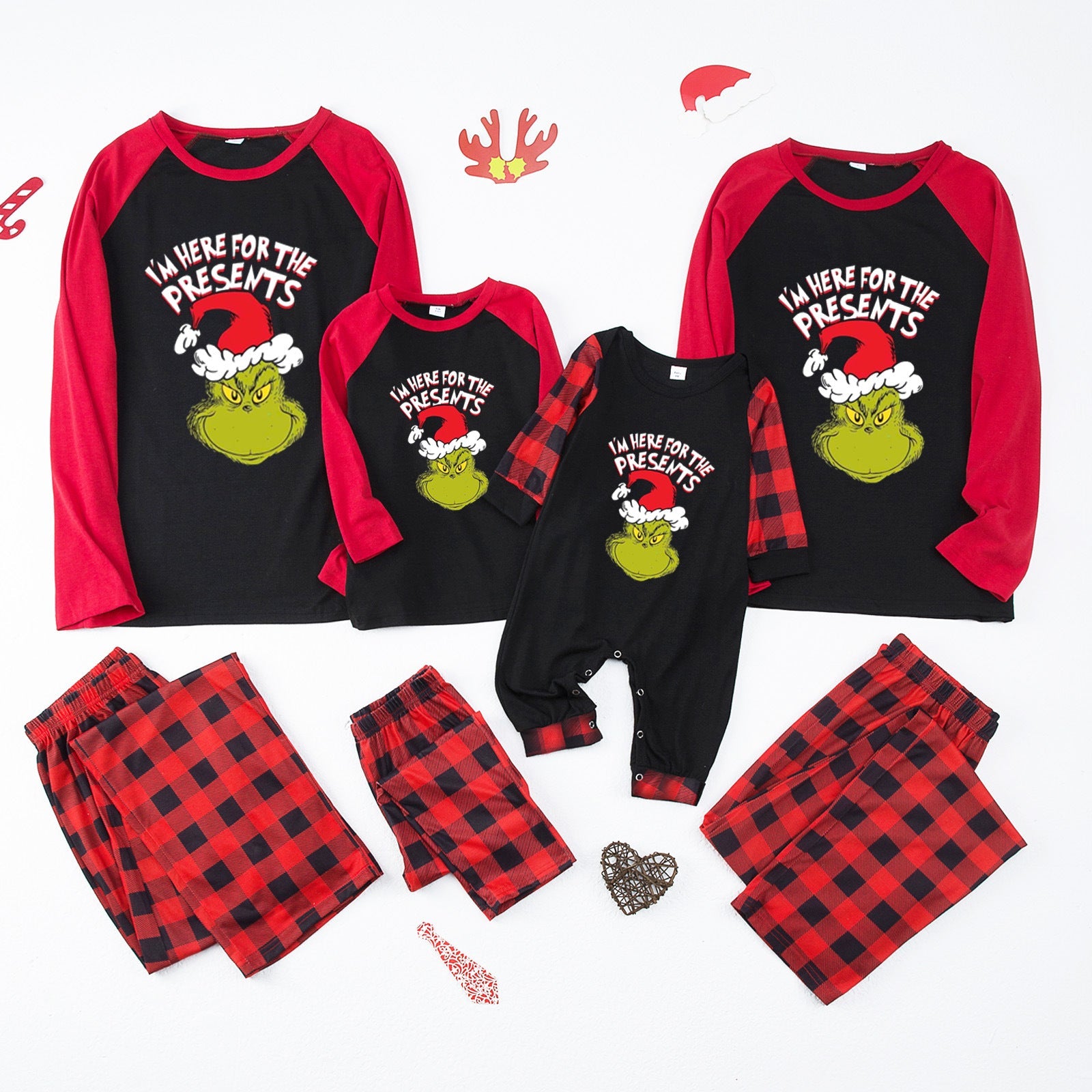 “I'm Here For The Presents” Christmas Grinch Pajama Set