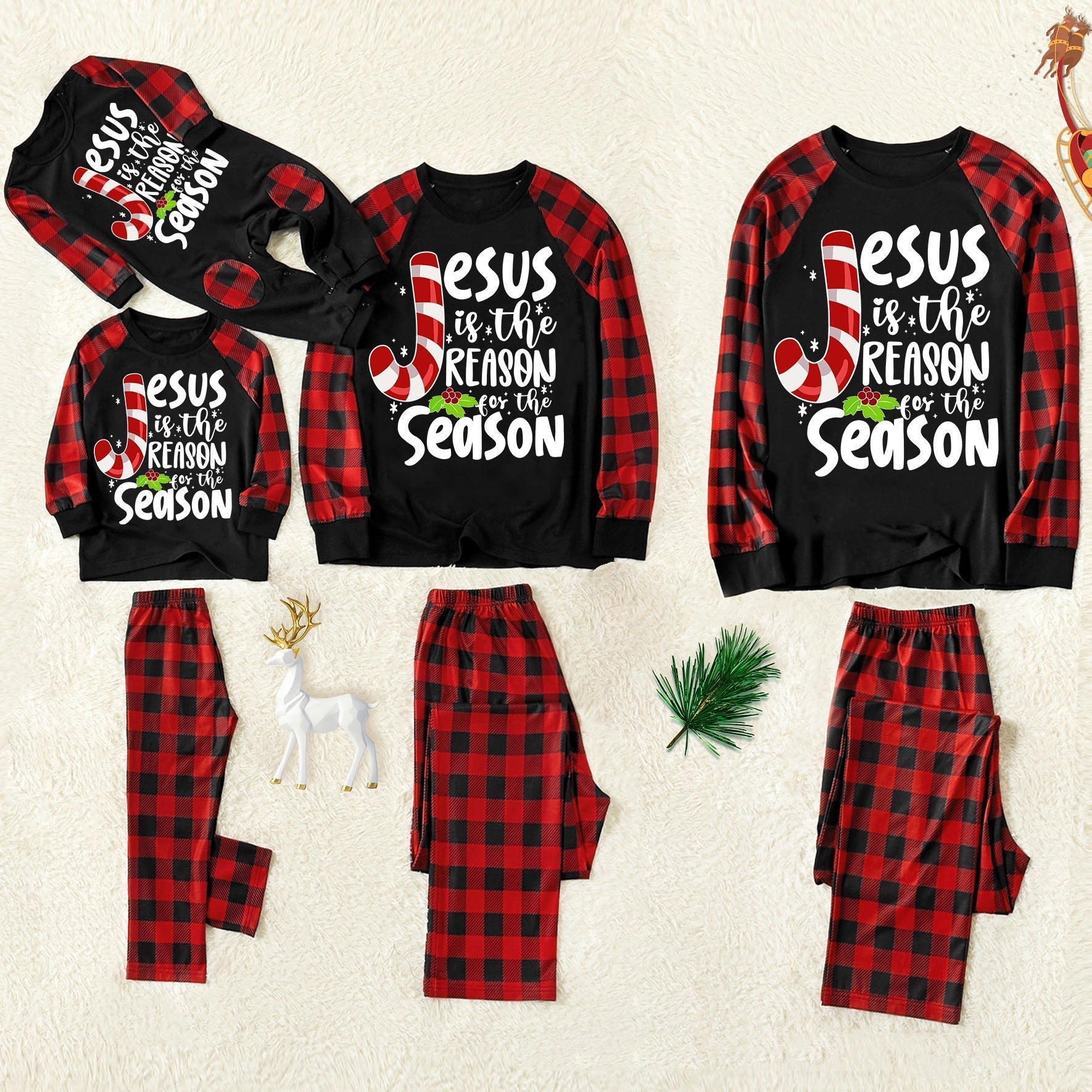 "Jesus is the reason for the season" Plaid Christmas Pajamas