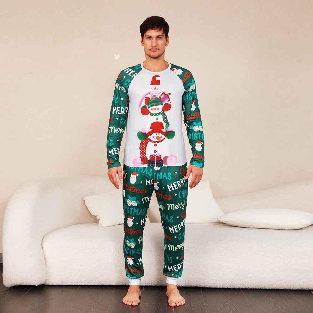 Merry Christmas cartoon pattern family pajamas set