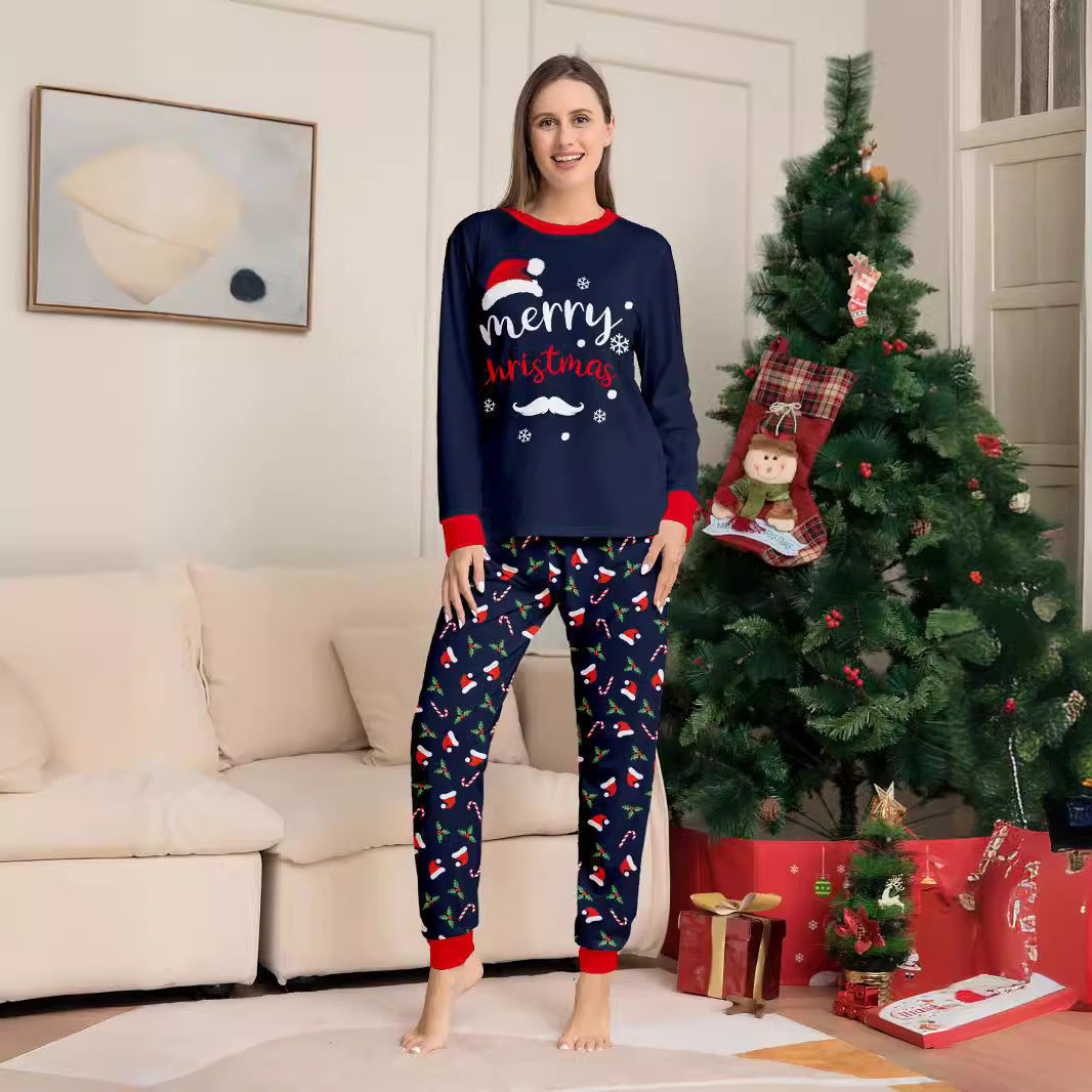 Family Parent-Child Santa Hat White Beard Pajamas Set