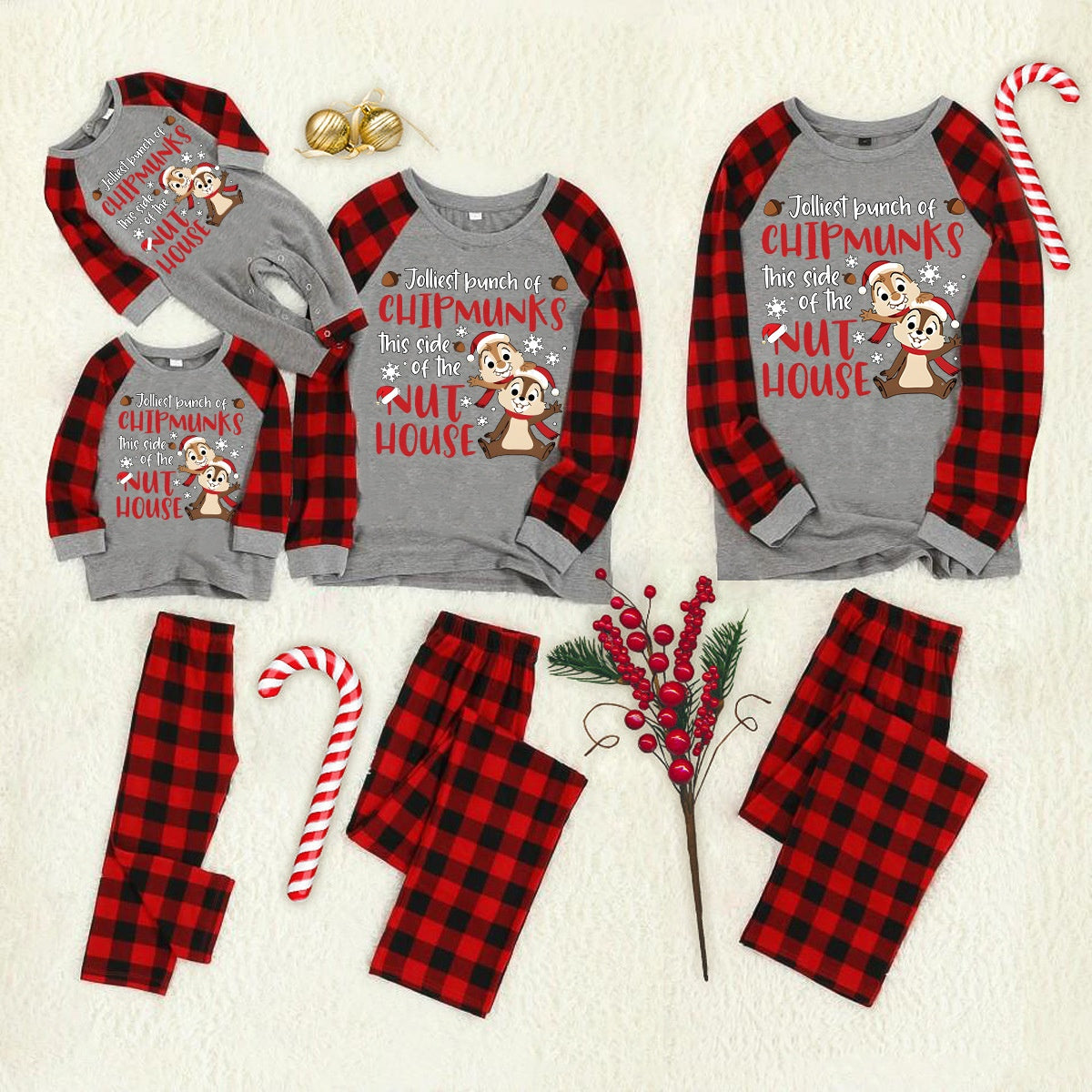 Chipmunks Plaid Christmas Pajamas Matching Pajamas For Family Sets