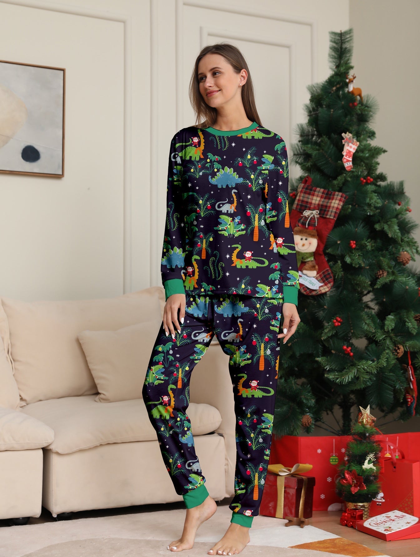 Family Matching Dinosaur Print Family Look Pajama Set