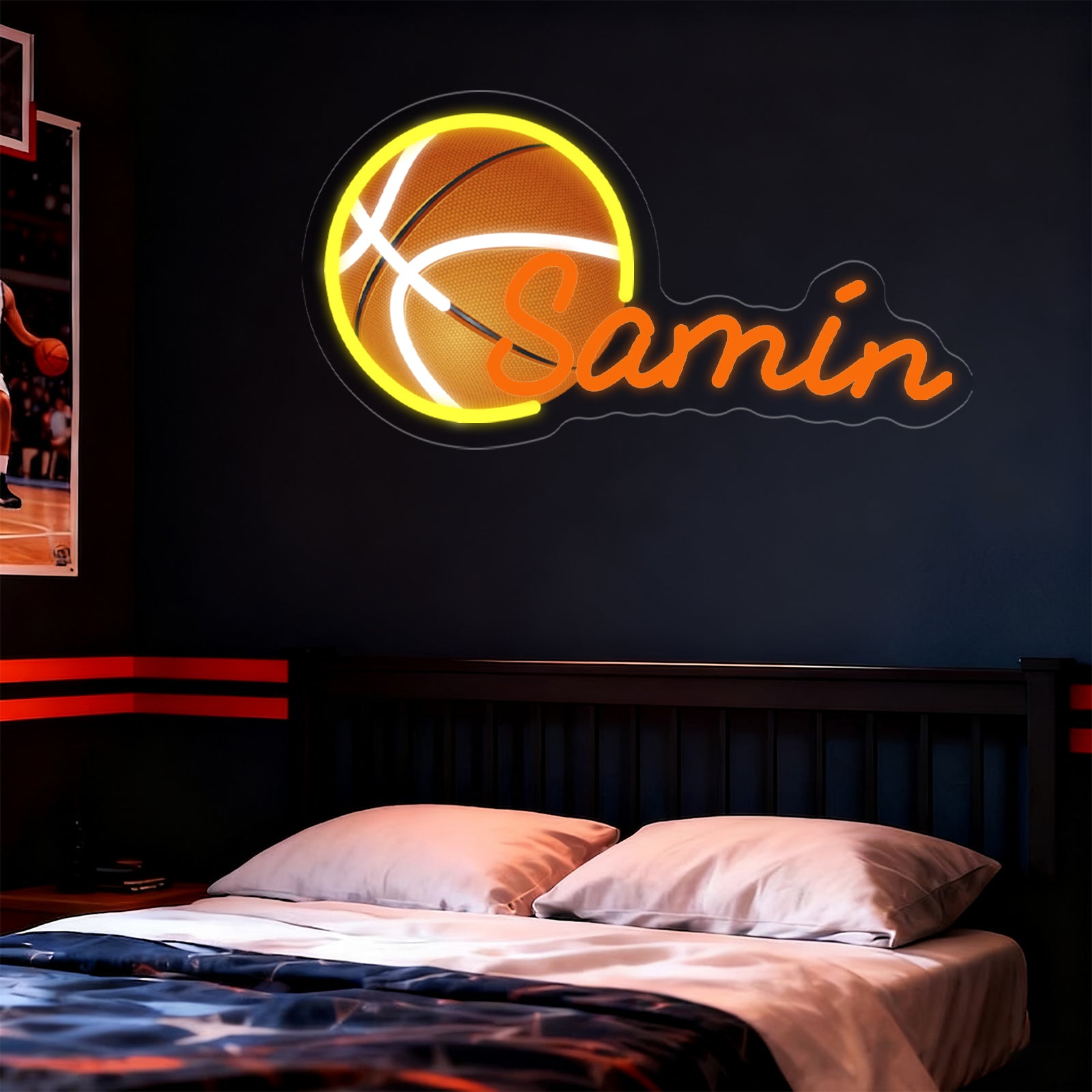 Custom Neon Sign with UV Printed Basketball