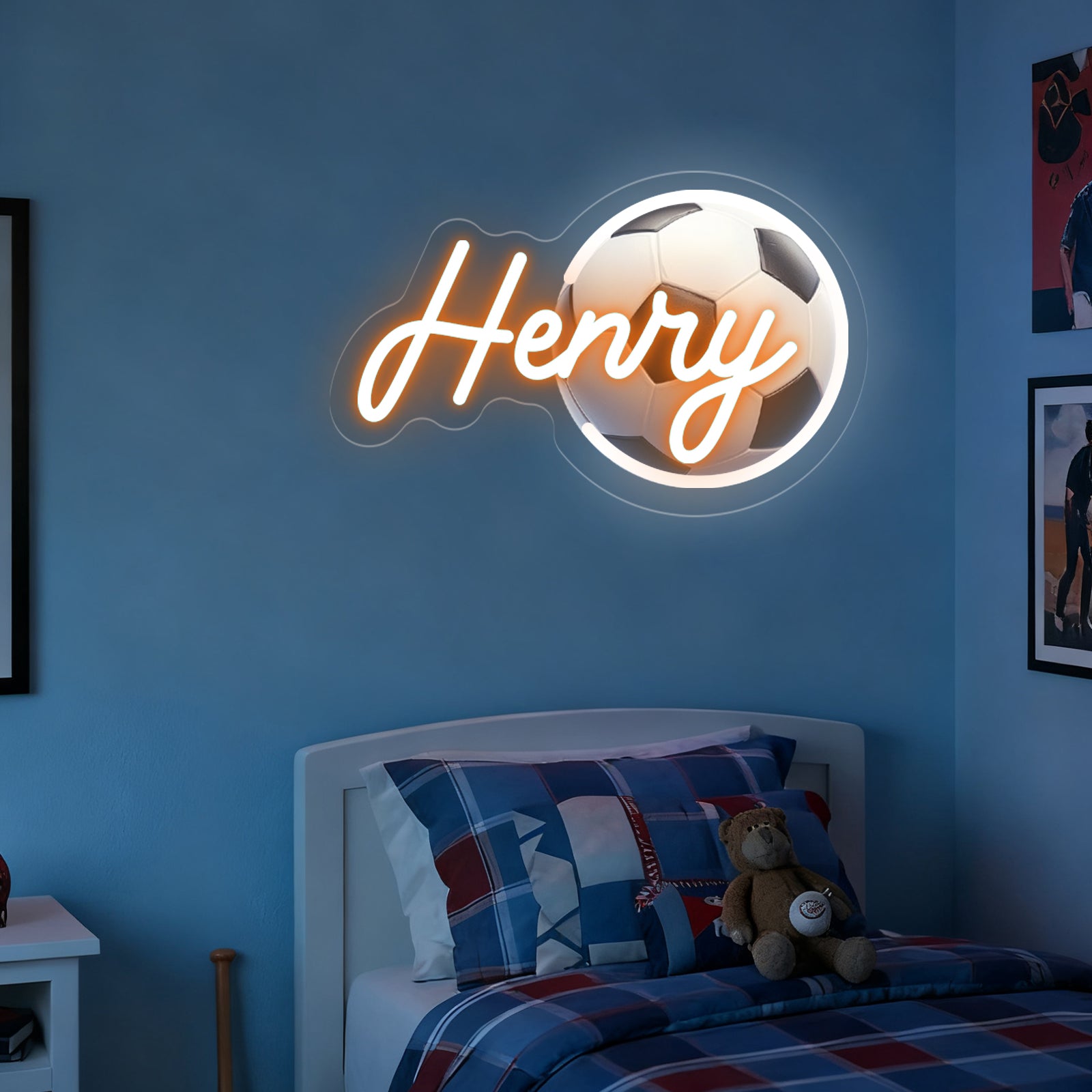 Custom Soccer Neon Sign with UV Printed Football