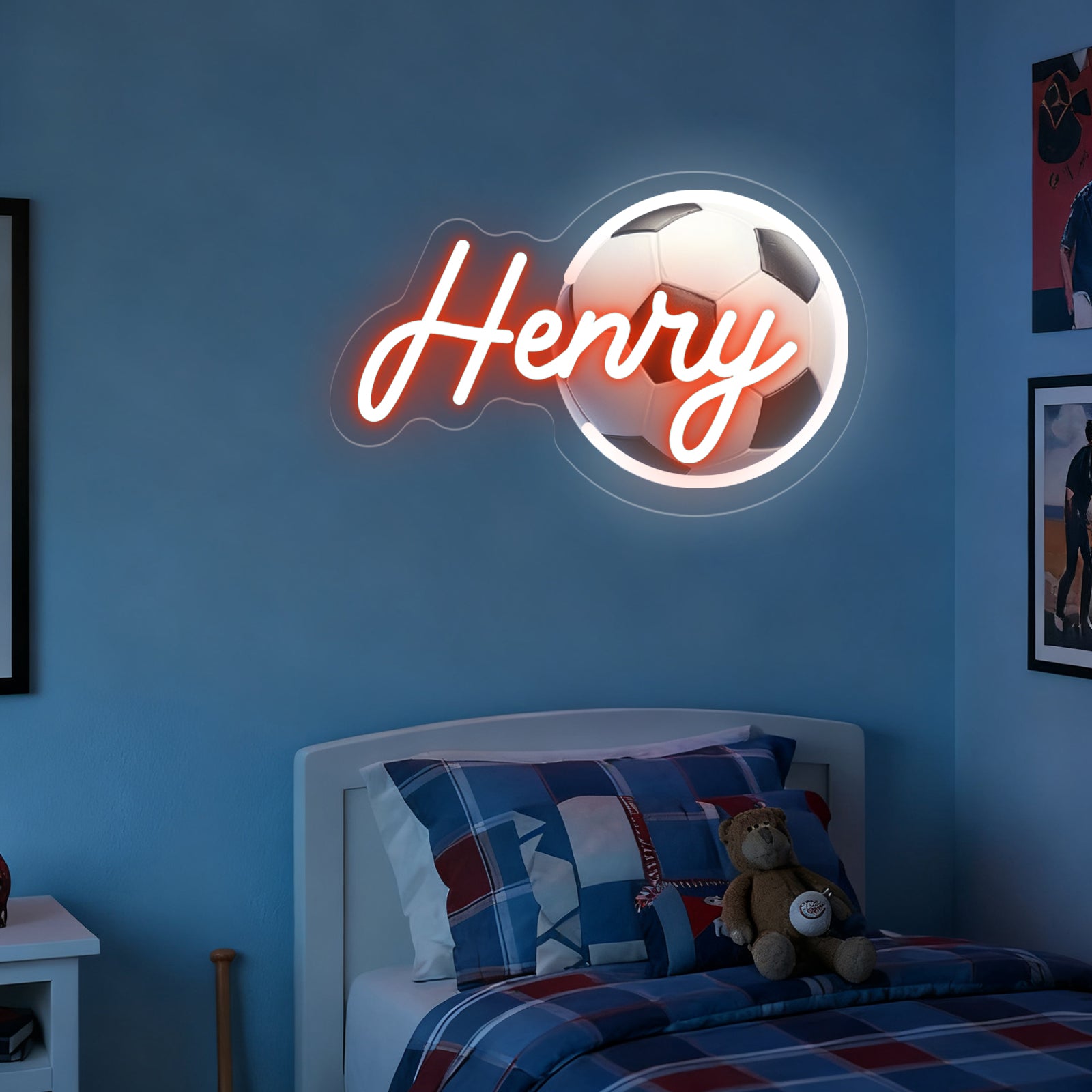 Custom Soccer Neon Sign with UV Printed Football