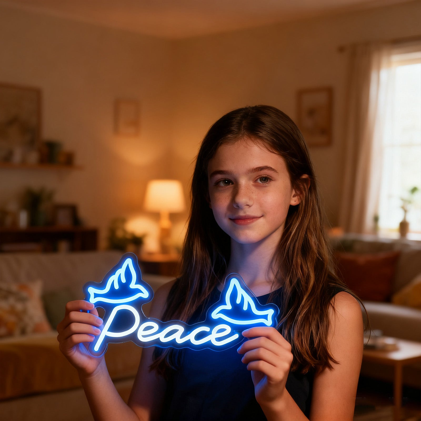 Custom Peace Dove Neon Sign with Bird Silhouette