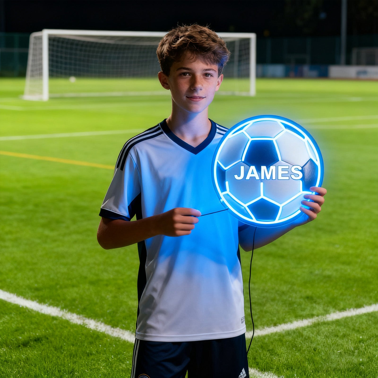 Custom Neon Sign with UV Printed Football Pattern