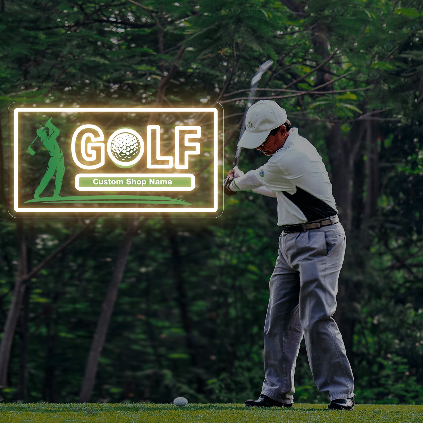 Custom Golf Neon Sign with Golfer Silhouette