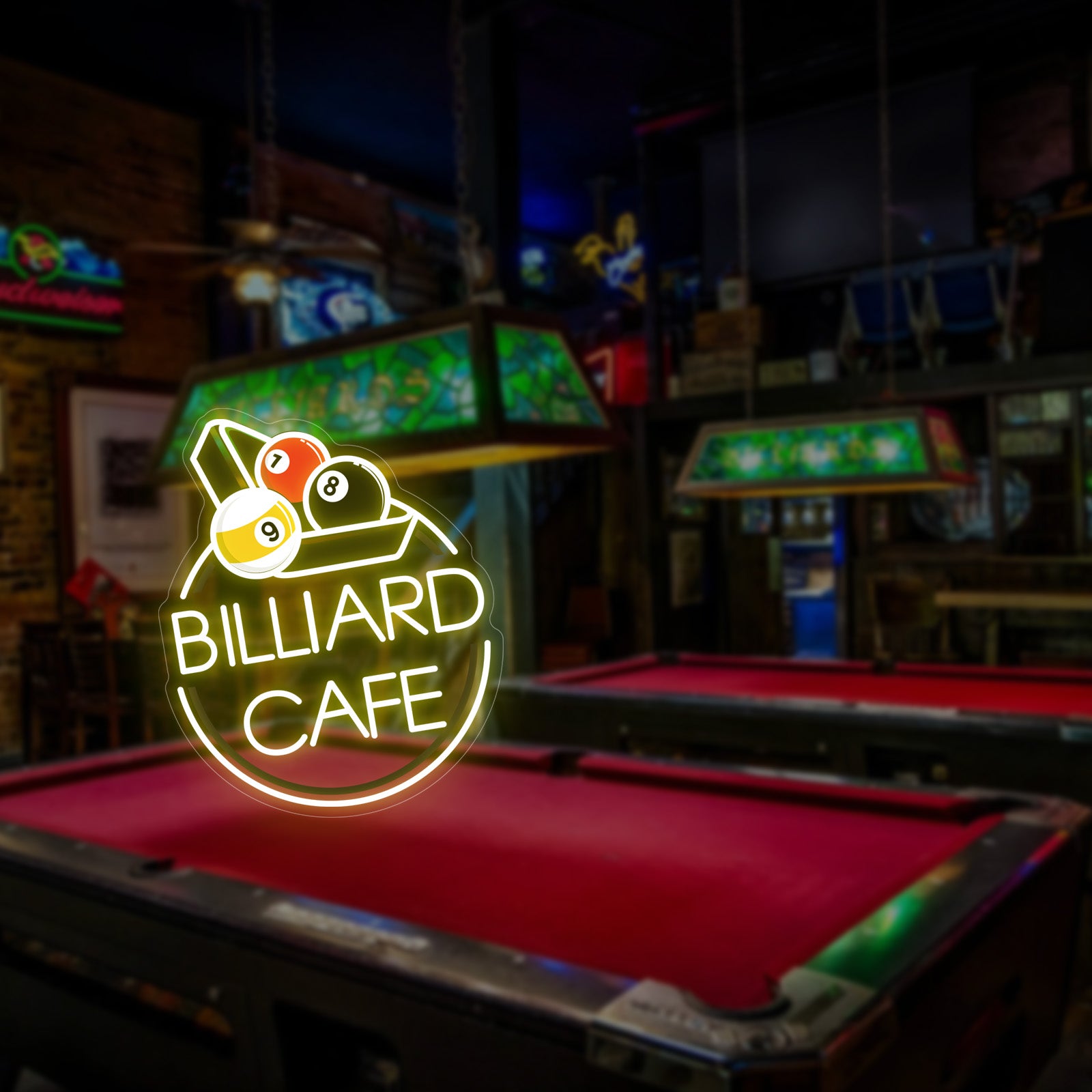 Custom Neon Sign with UV Printed Triangle Rack & Balls Design