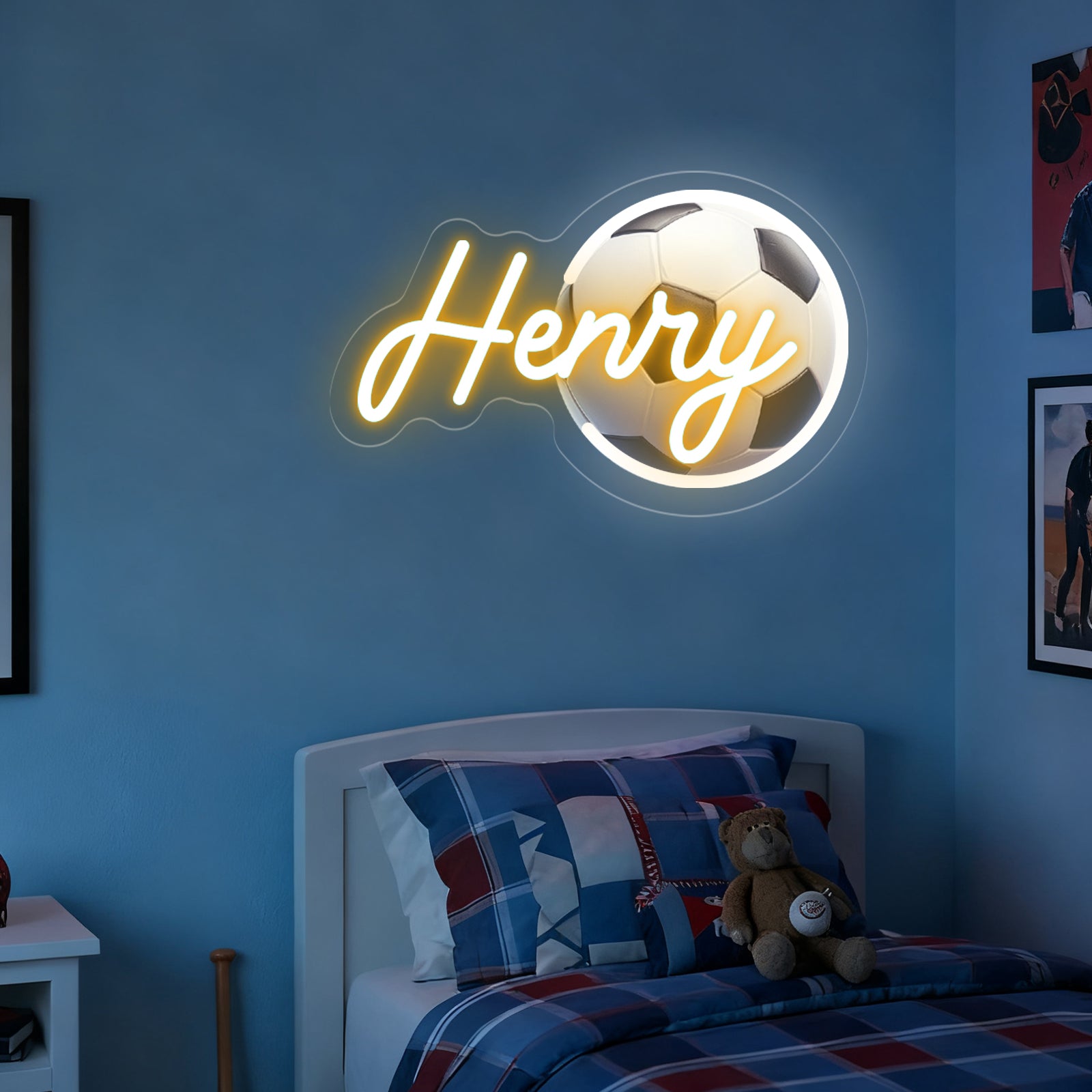 Custom Soccer Neon Sign with UV Printed Football