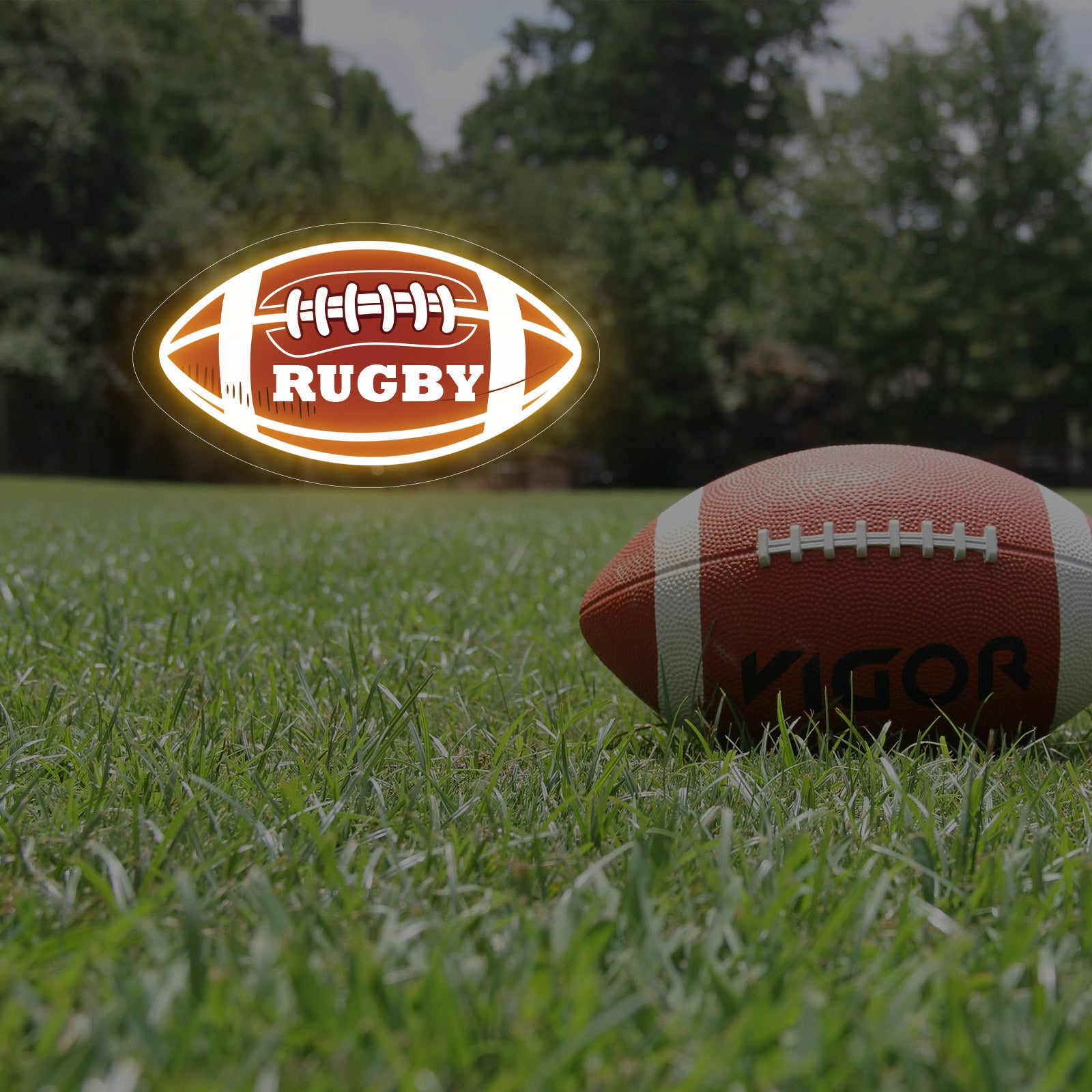 Custom Rugby Neon Sign with Text
