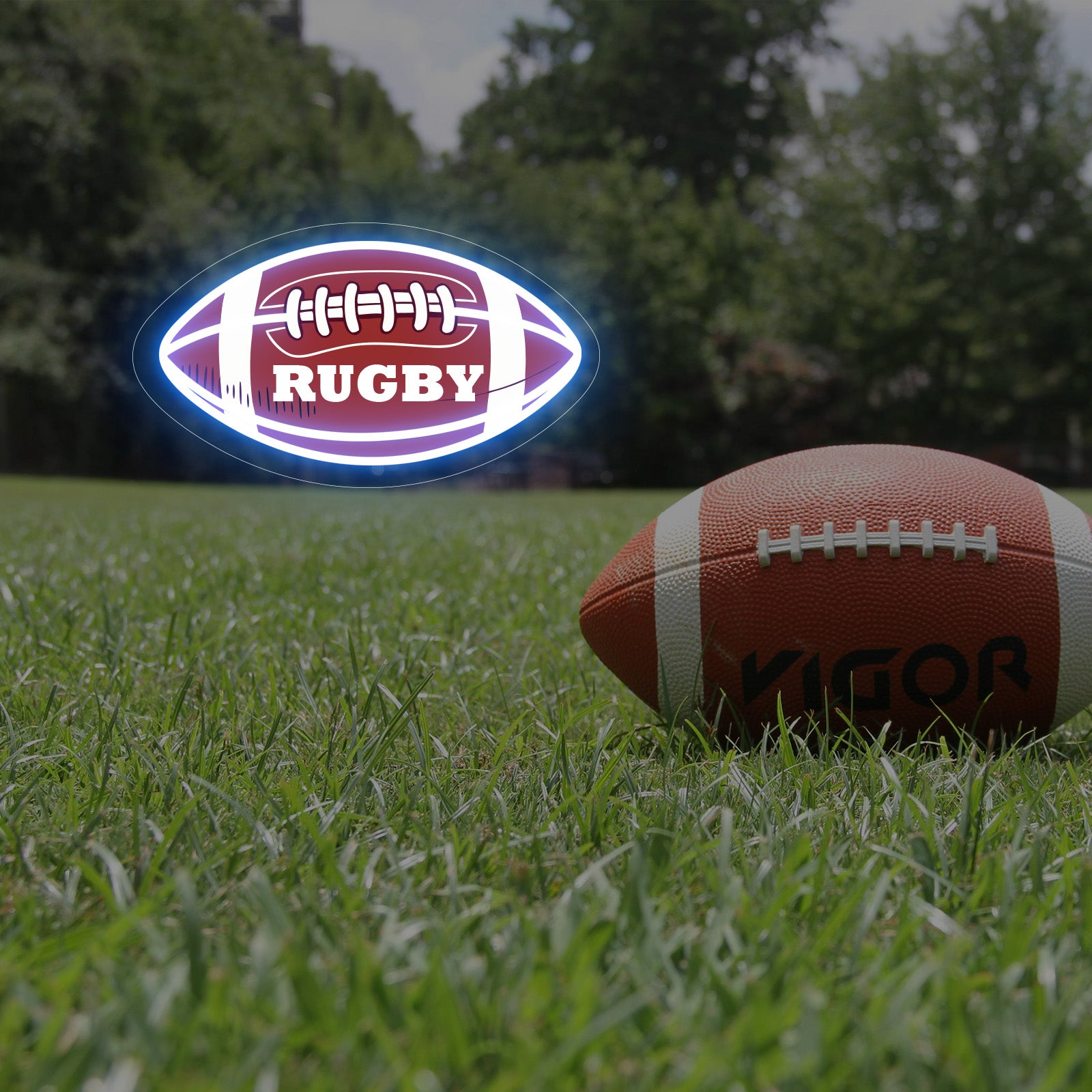 Custom Rugby Neon Sign with Text