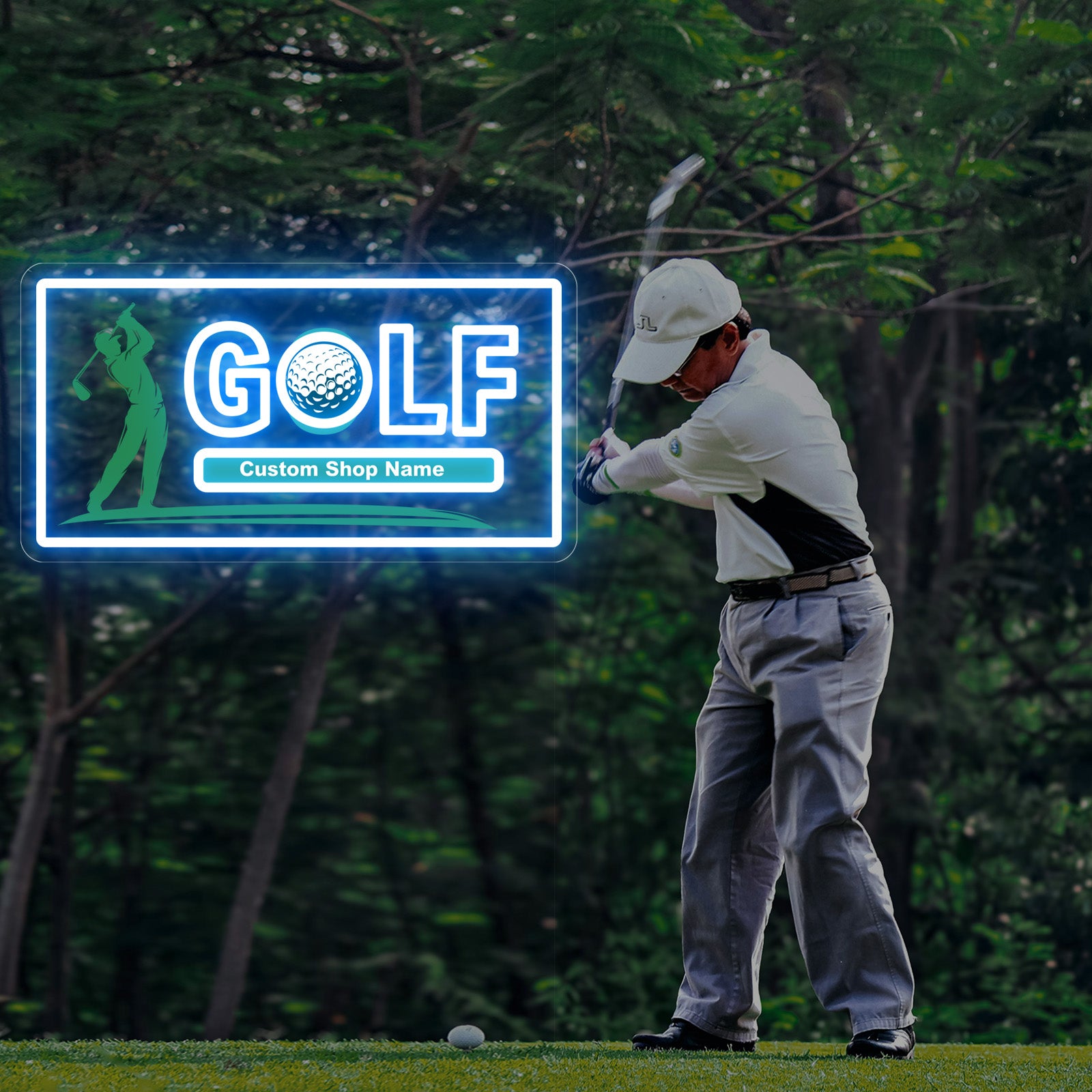 Custom Golf Neon Sign with Golfer Silhouette