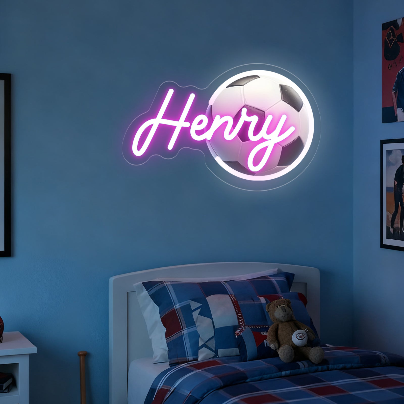 Custom Soccer Neon Sign with UV Printed Football