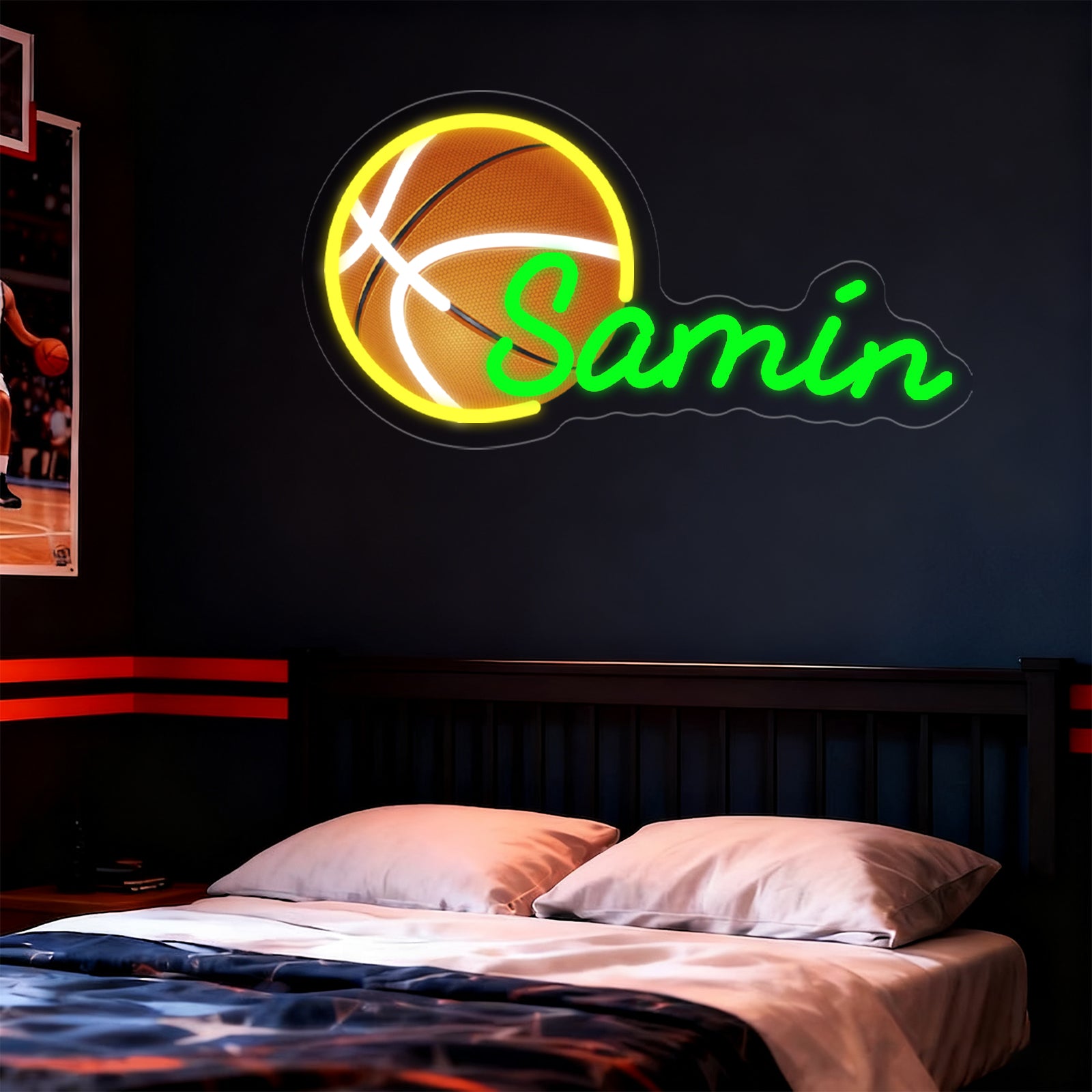 Custom Neon Sign with UV Printed Basketball