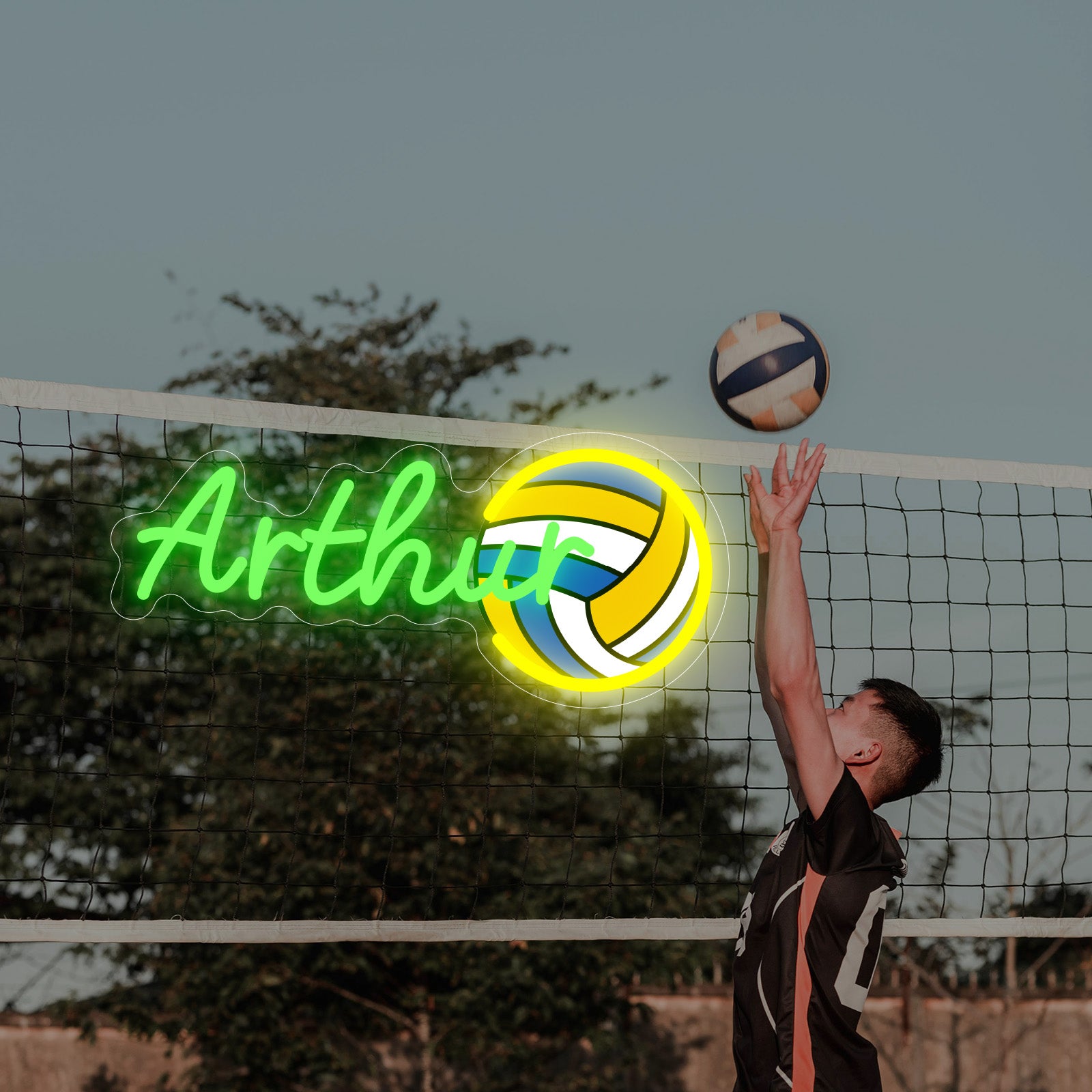 Custom Neon Sign Volleyball with Custom Letters