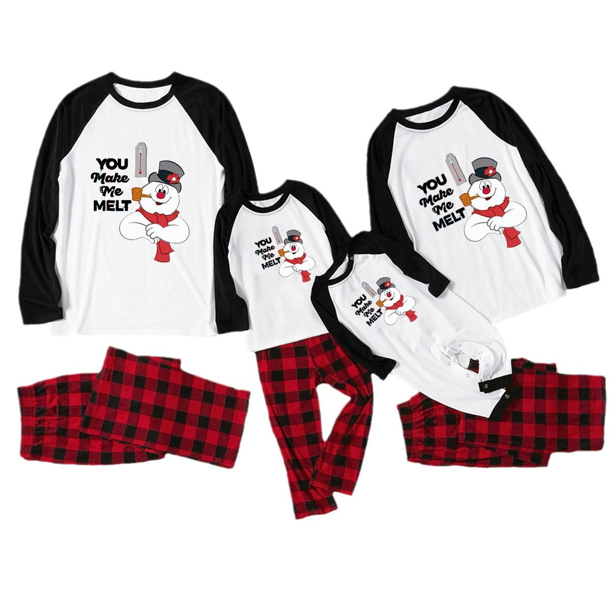 "You make me melt" Christmas Snowman Pattern Parent-child Wear Set