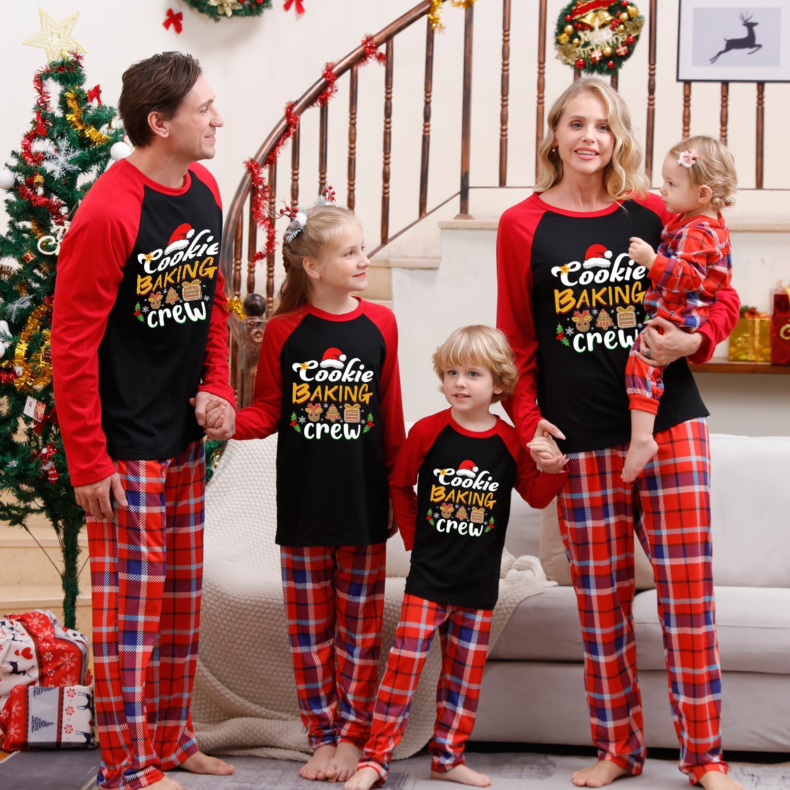 “Cookie Baking Crew” Christmas Plaid Family Pajama Set