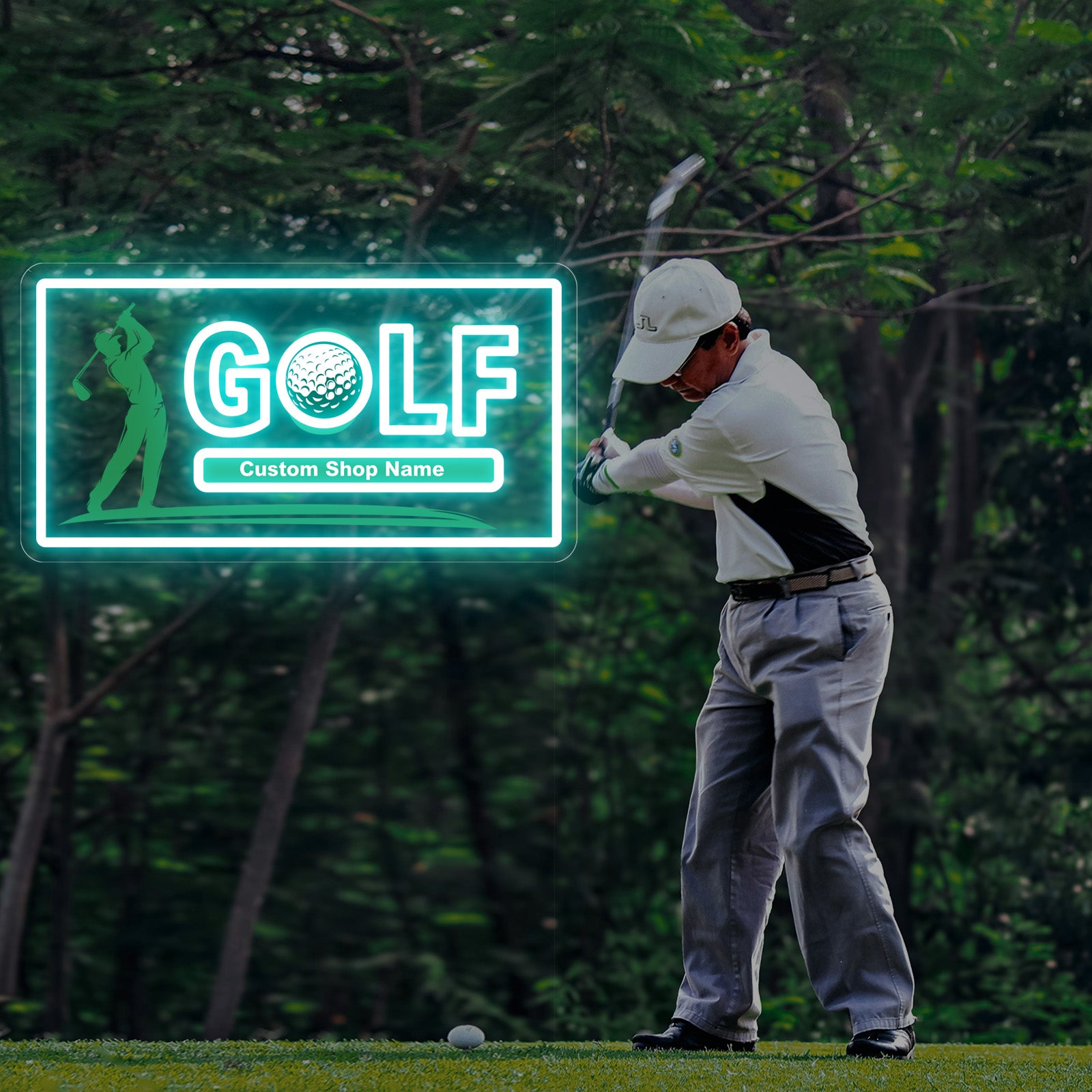 Custom Golf Neon Sign with Golfer Silhouette