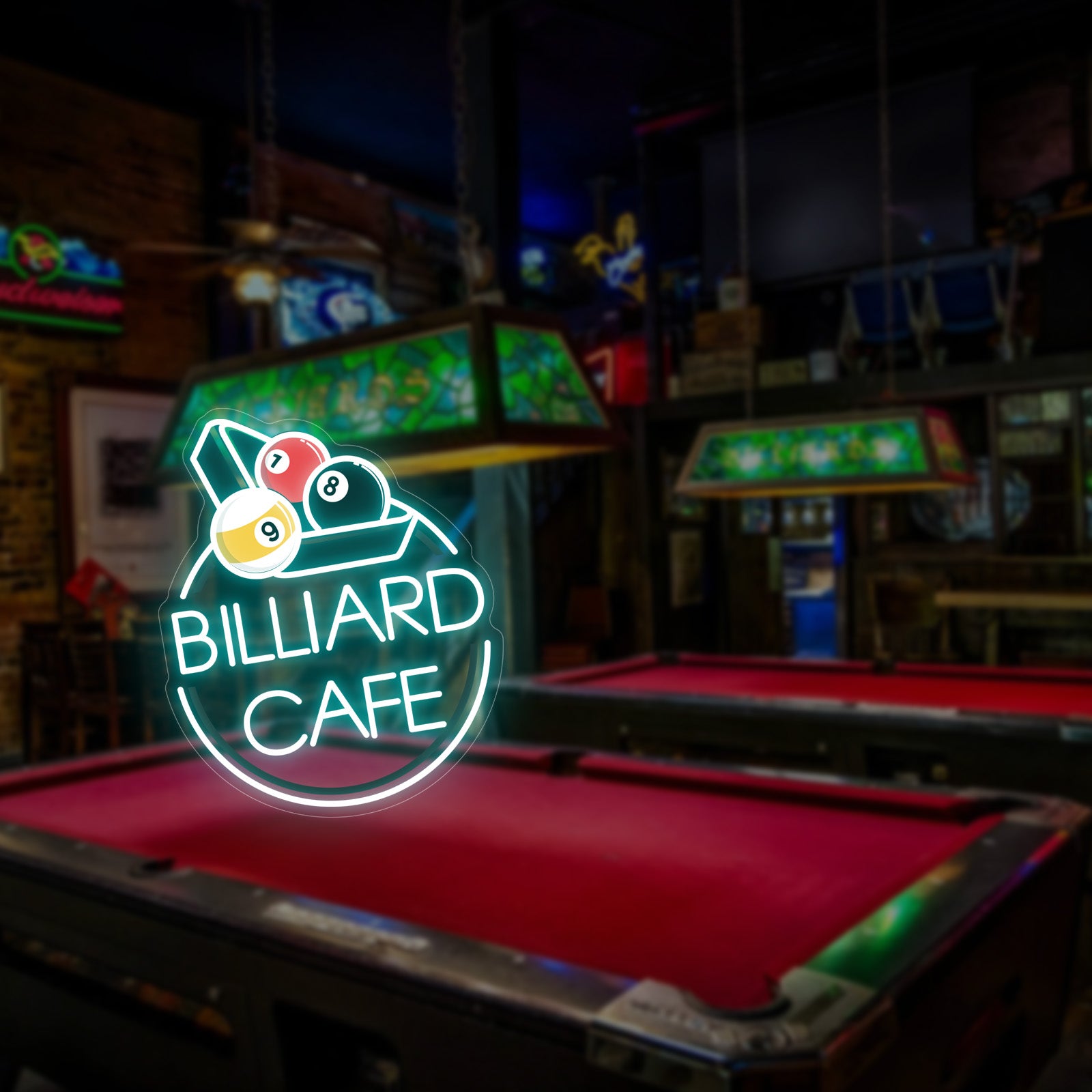 Custom Neon Sign with UV Printed Triangle Rack & Balls Design