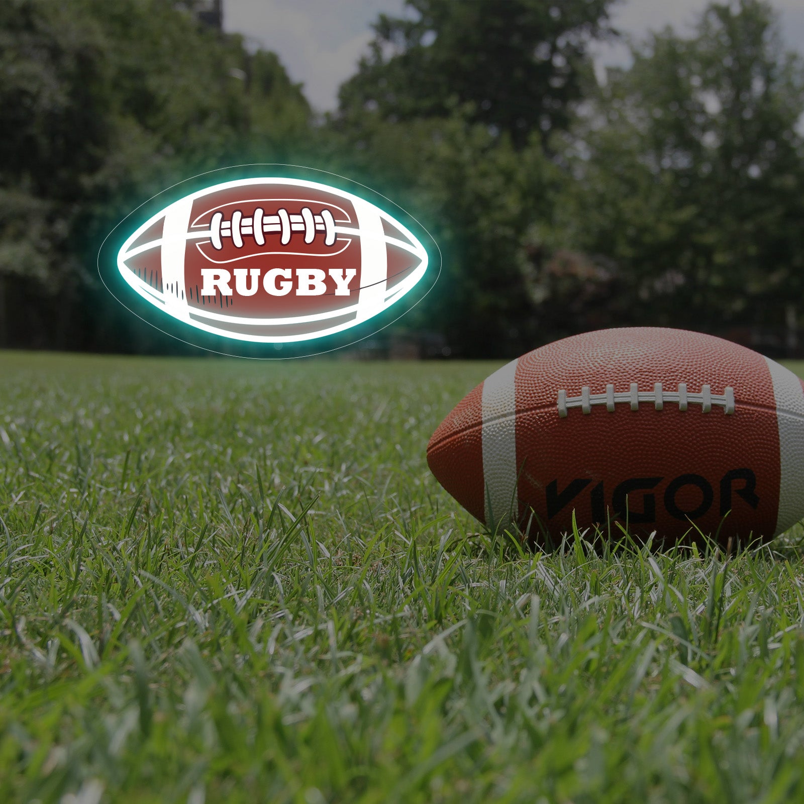 Custom Rugby Neon Sign with Text