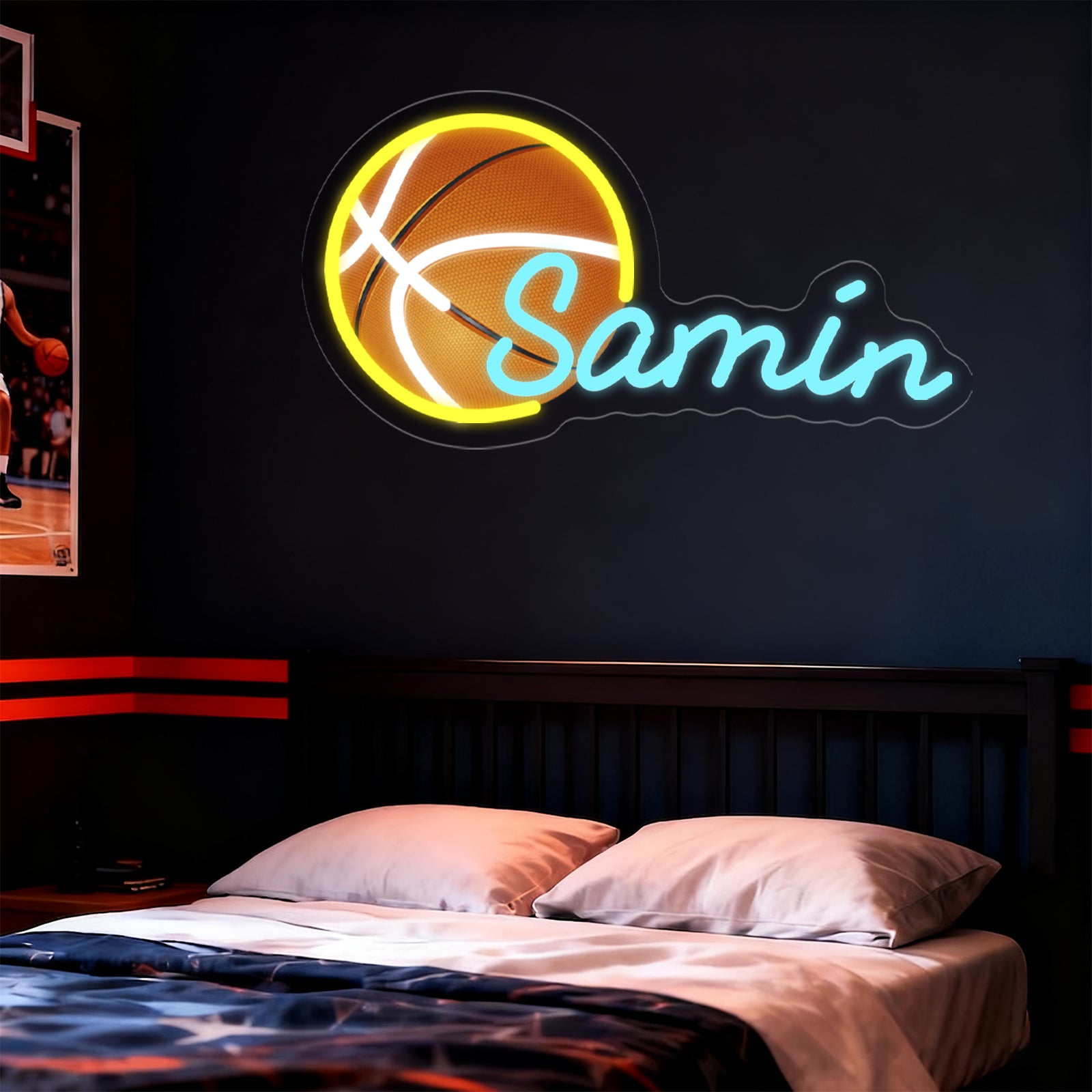 Custom Neon Sign with UV Printed Basketball