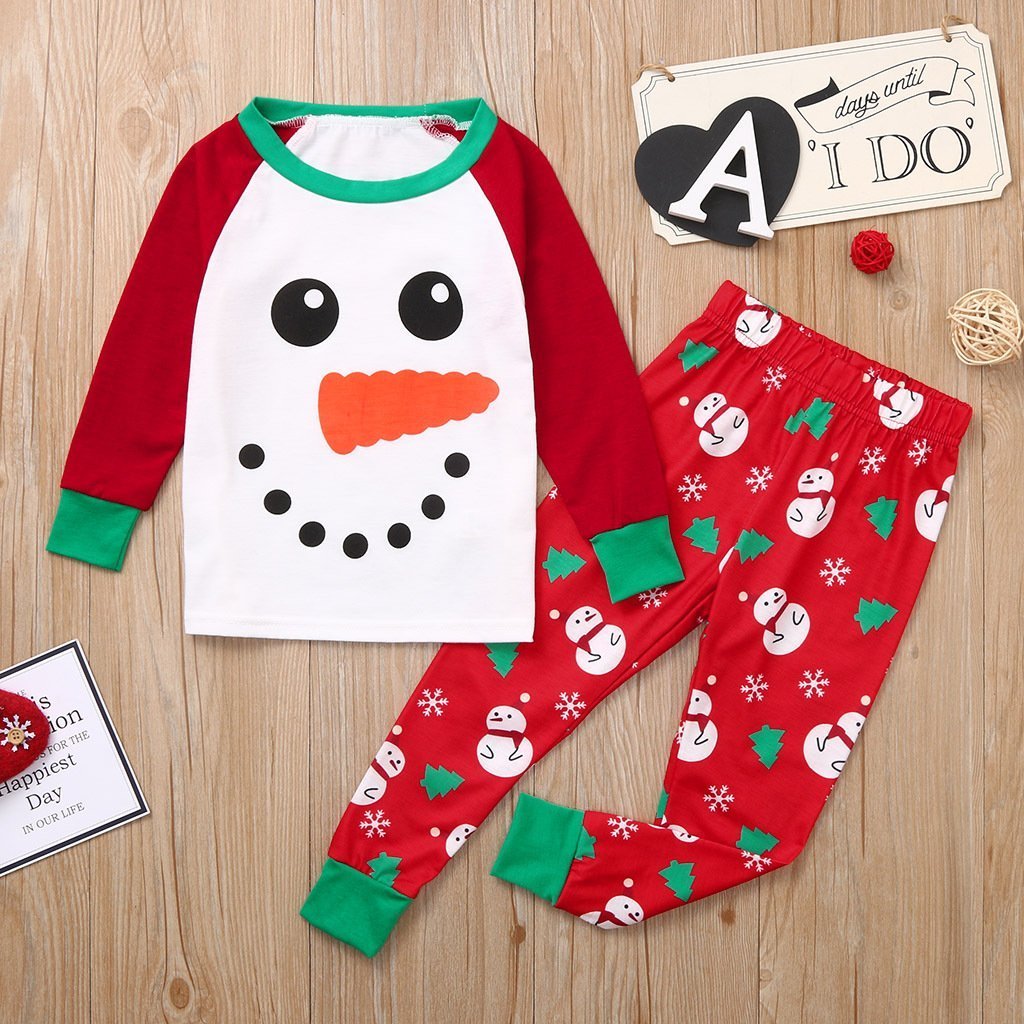 Christmas Cartoon Snowman Pajamas Set
