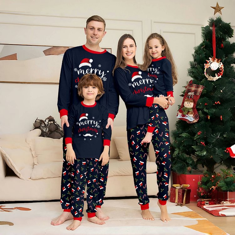 Family Parent-Child Santa Hat White Beard Pajamas Set