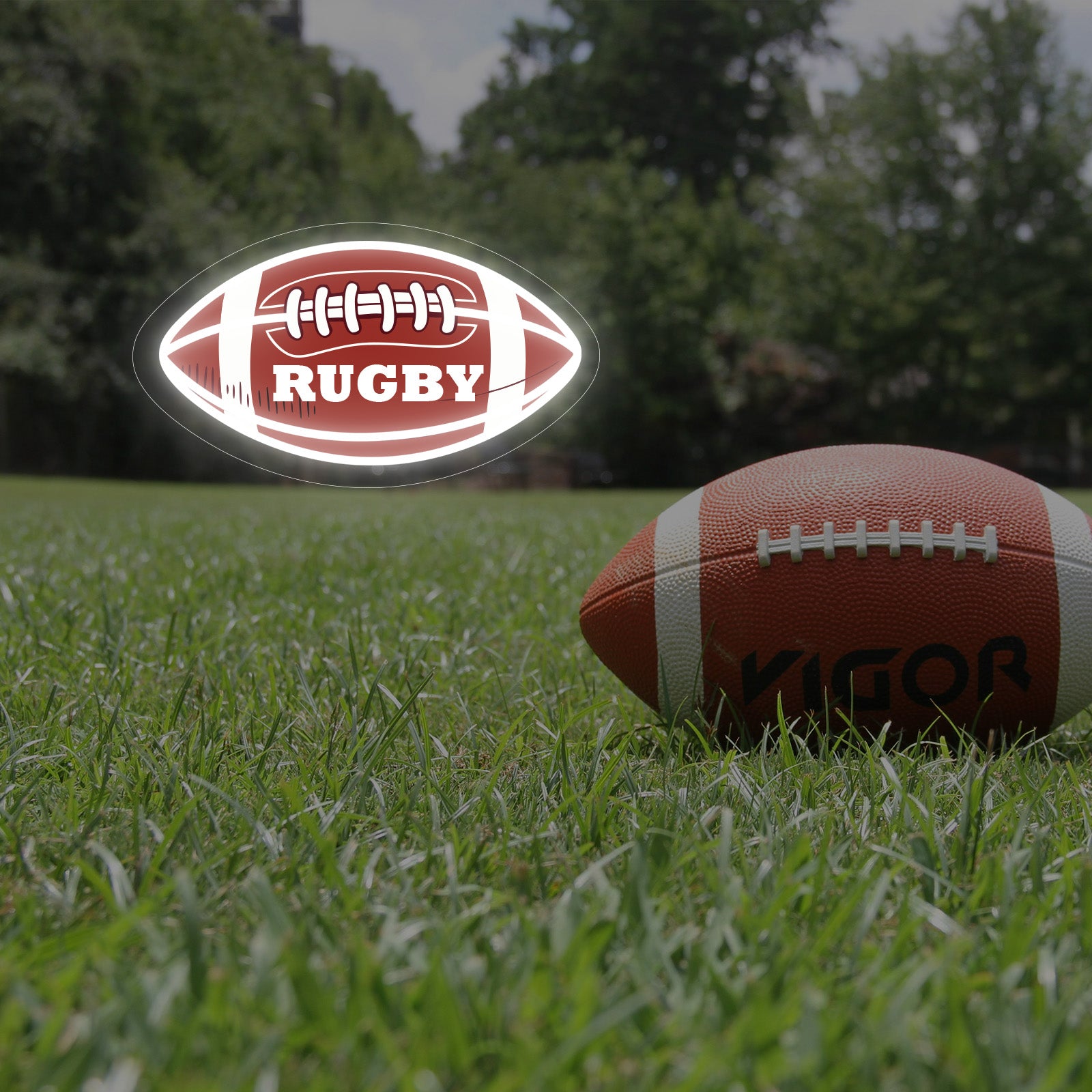 Custom Rugby Neon Sign with Text