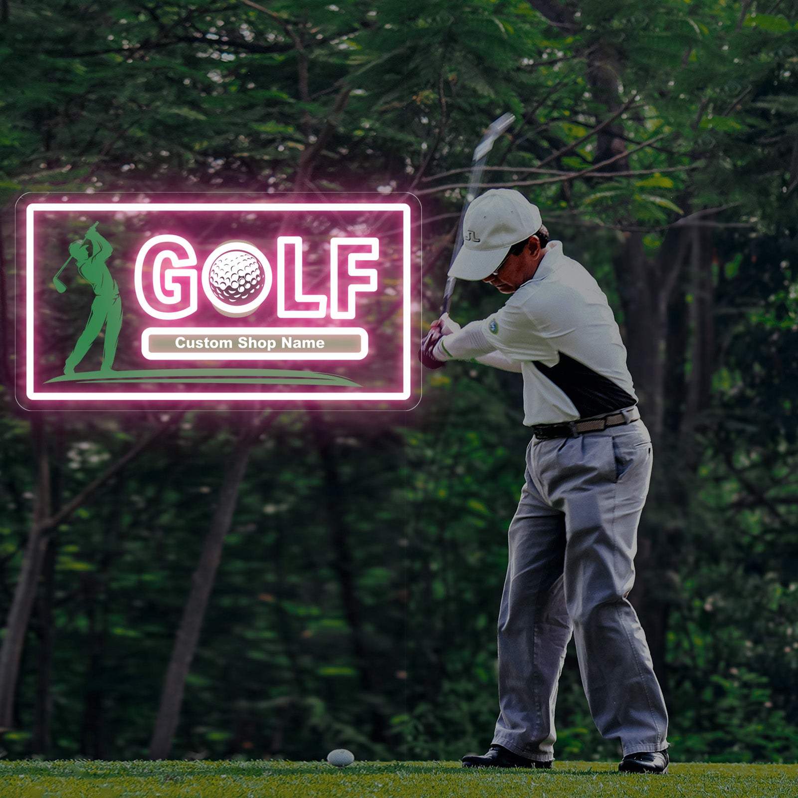 Custom Golf Neon Sign with Golfer Silhouette