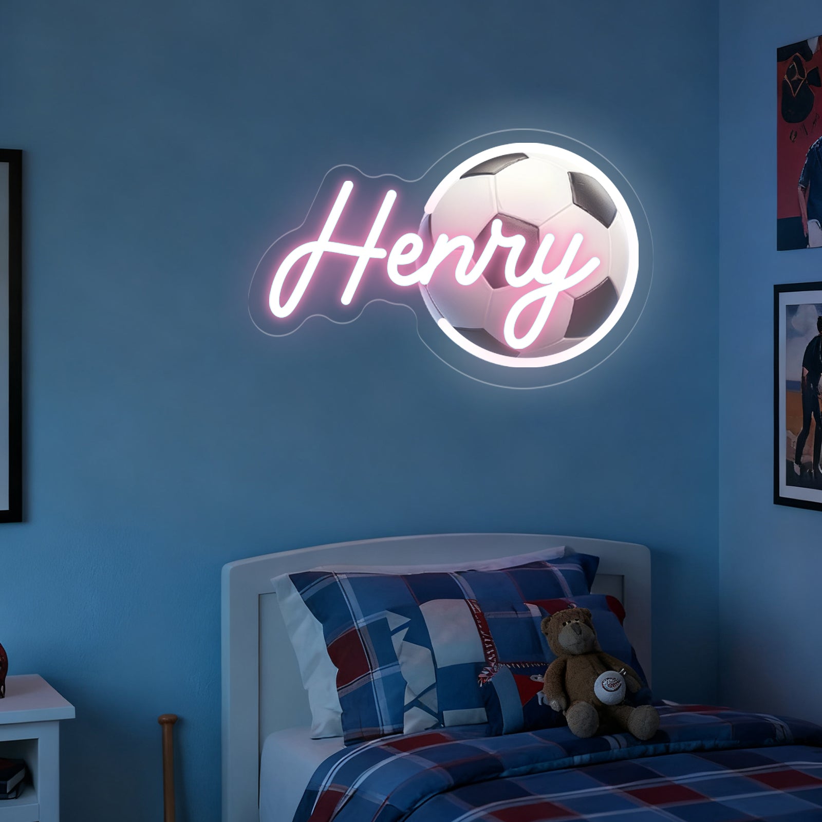 Custom Soccer Neon Sign with UV Printed Football