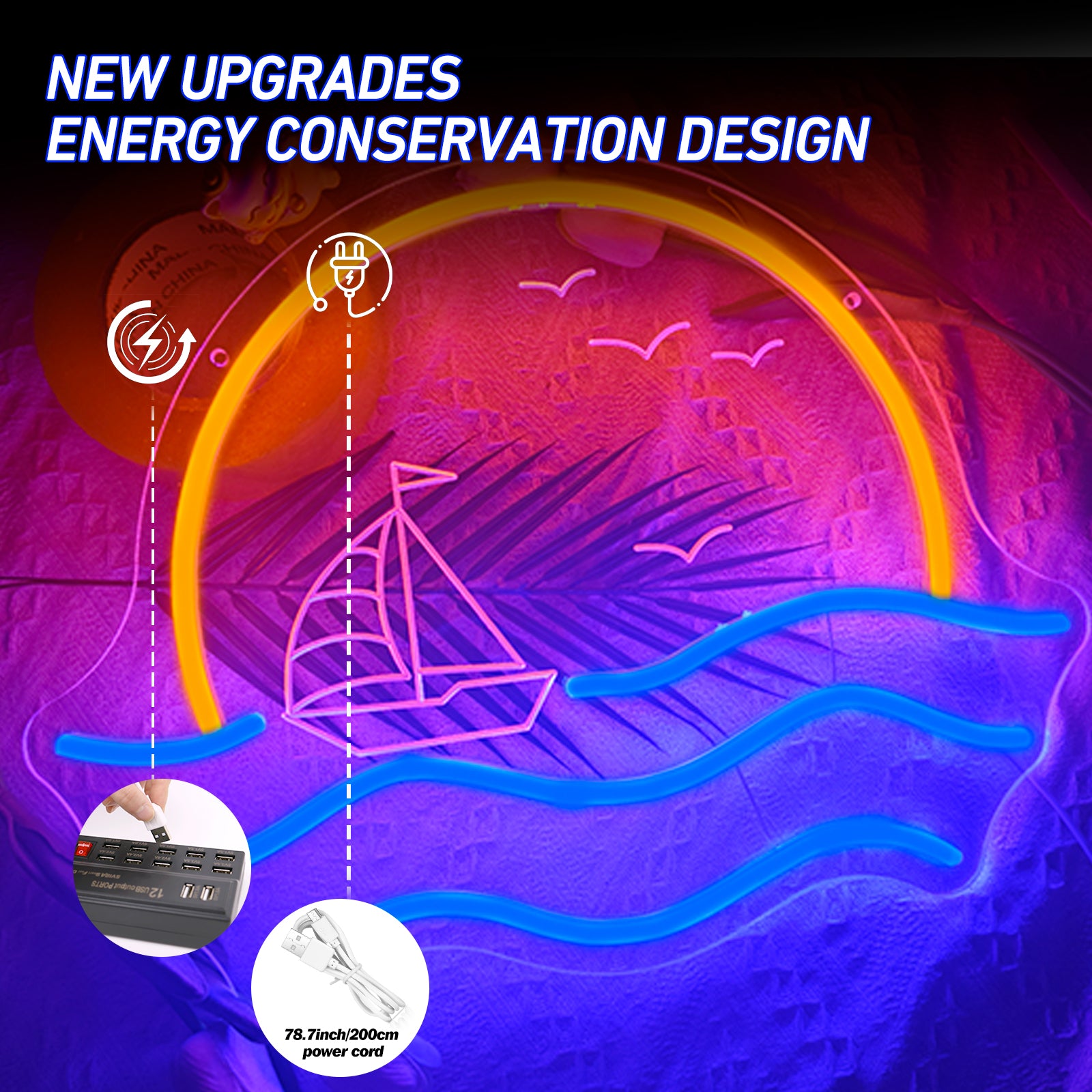 Sunset Boat LED Neon Sign