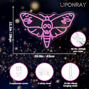 Uponray Death Head Moth Neon Signs