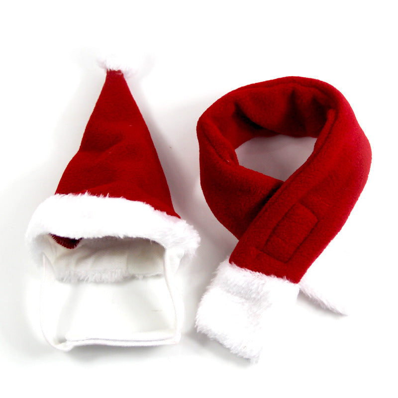 Double Sided Fleece Pet Santa Hat Scarf