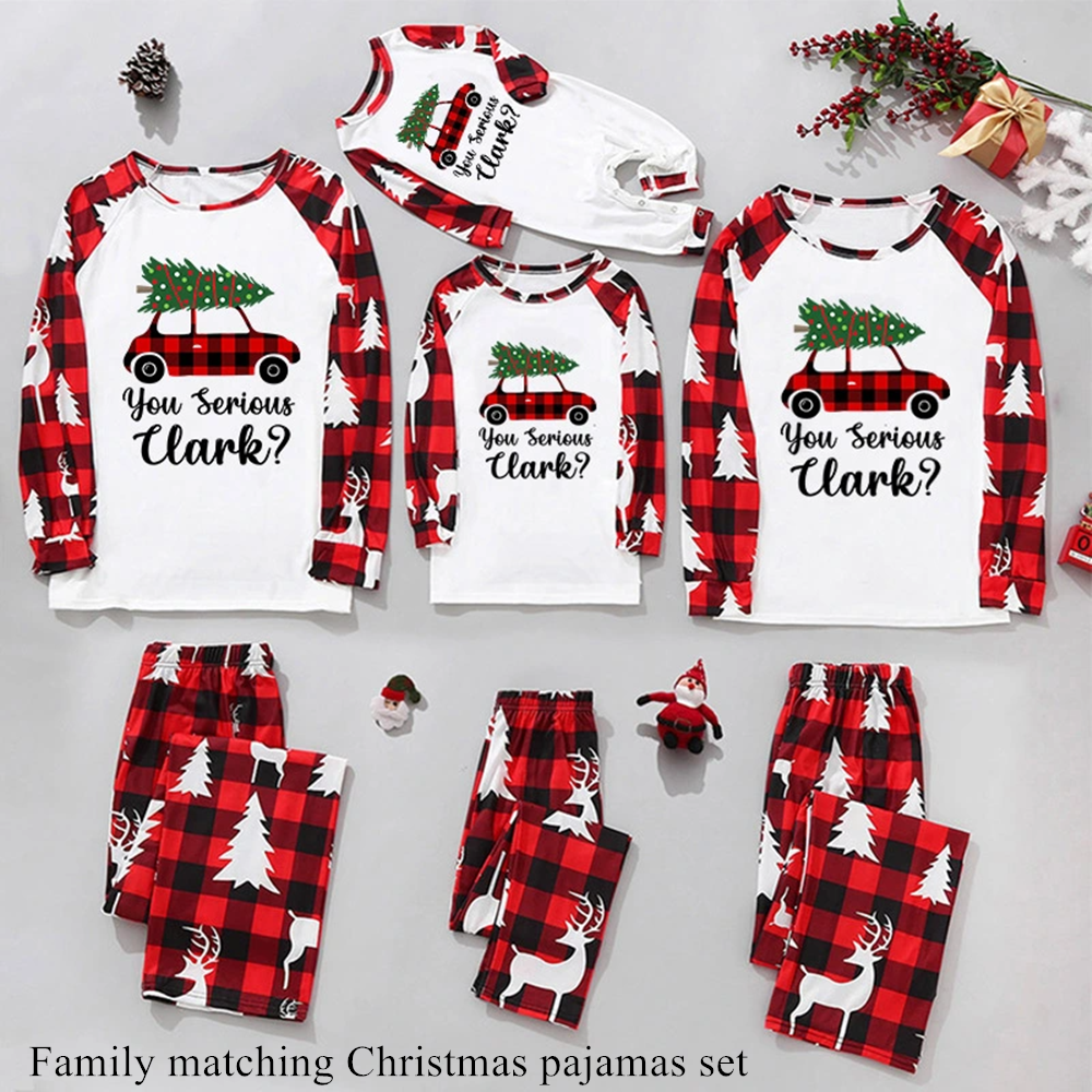 Family matching Christmas pajamas set with truck print