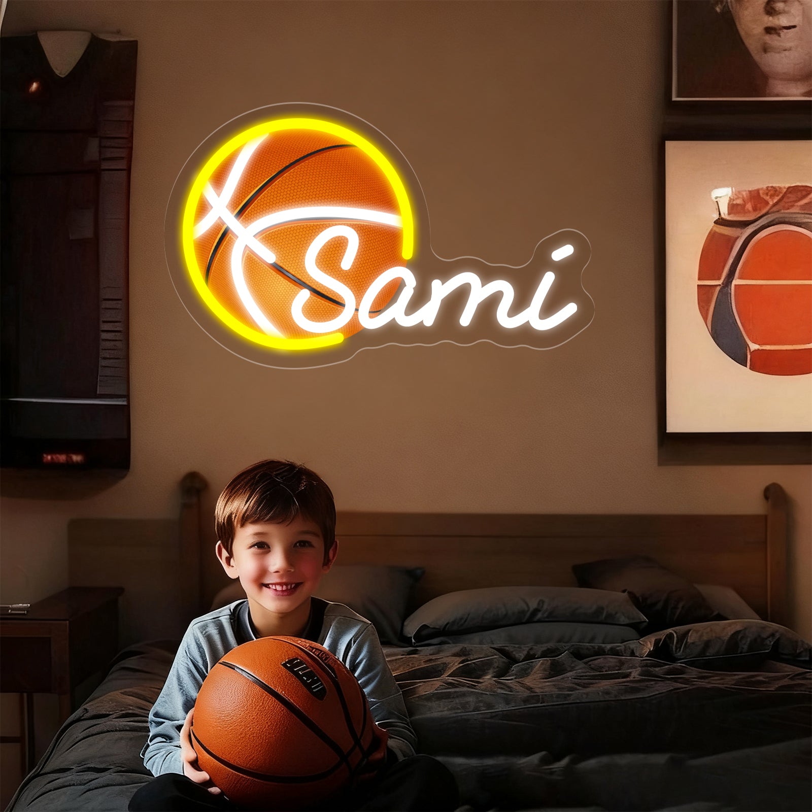 Custom Neon Sign with UV Printed Basketball