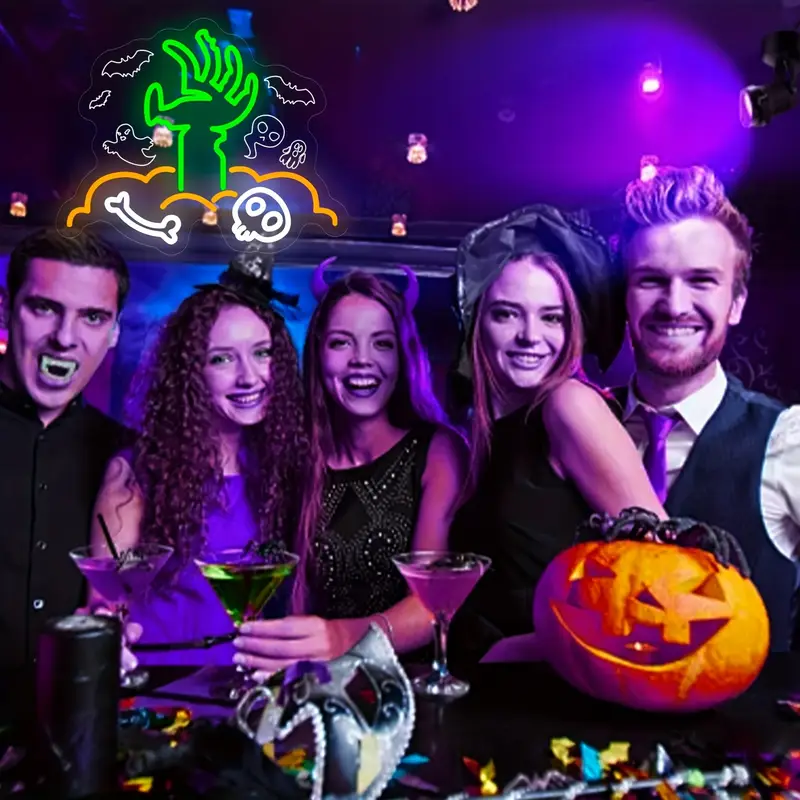 Halloween Tomb Palm Hanging LED Neon Sign