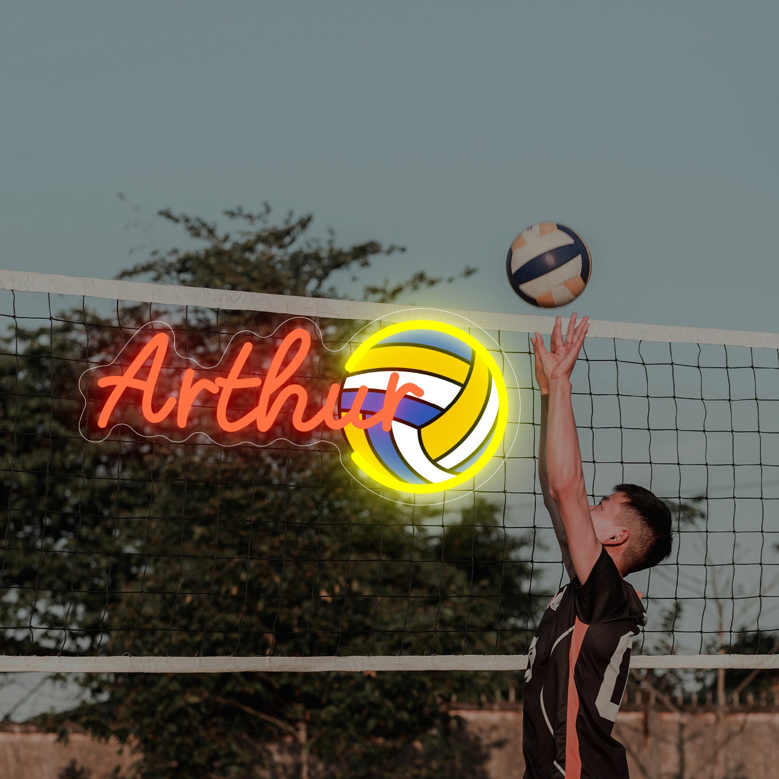 Custom Neon Sign Volleyball with Custom Letters