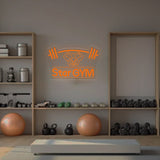 Custom Neon Sign with Barbell & Bodybuilder Silhouette