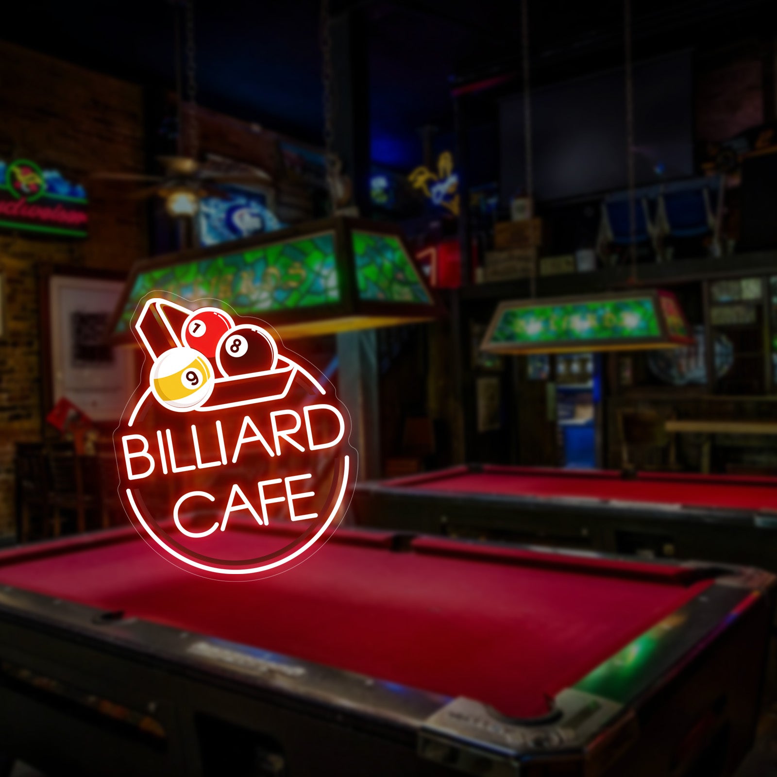 Custom Neon Sign with UV Printed Triangle Rack & Balls Design