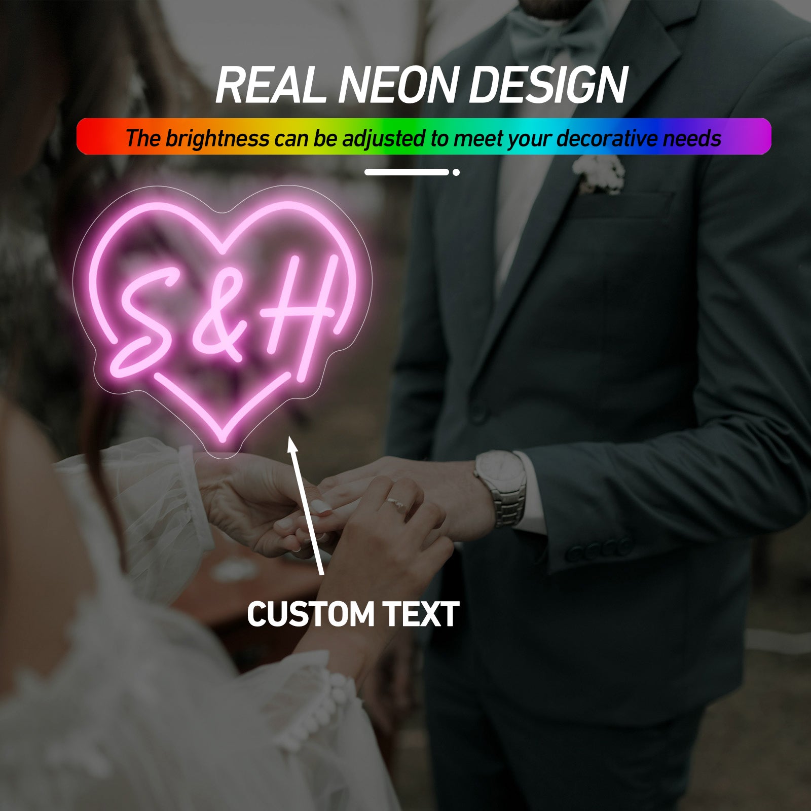 Custom Heartshaped Design LED Neon Sign with Letters