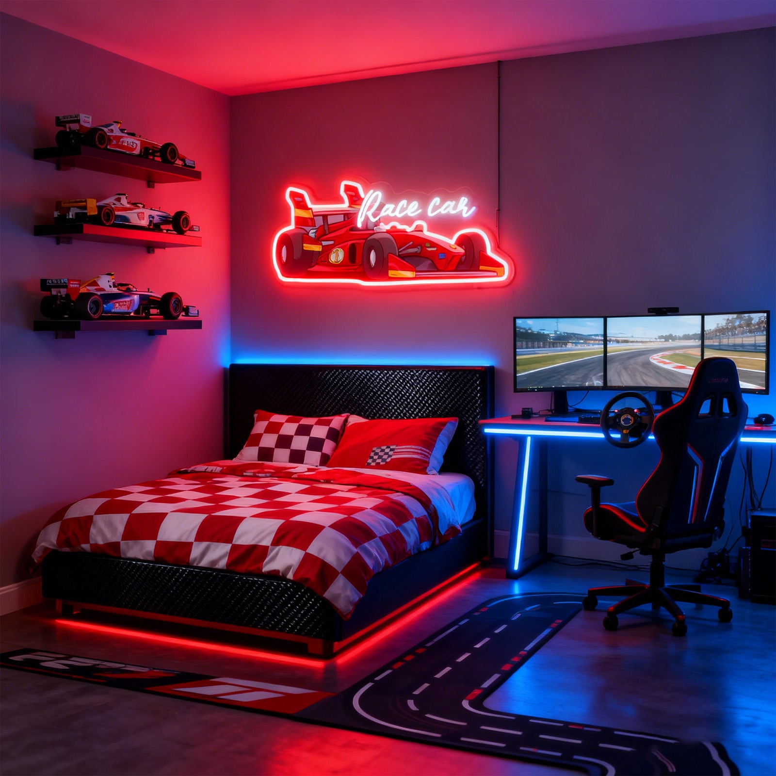 Custom UV Printed Hamilton Racing Car Neon Sign