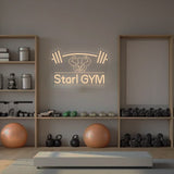 Custom Neon Sign with Barbell & Bodybuilder Silhouette