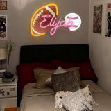 Custom Neon Sign with UV Printed Noah Football & Baseball