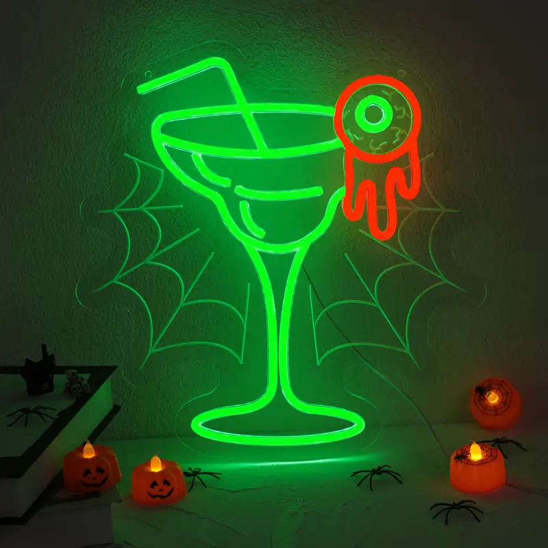 Halloween Roostertail Spider Web Eye Hanging LED Neon Sign