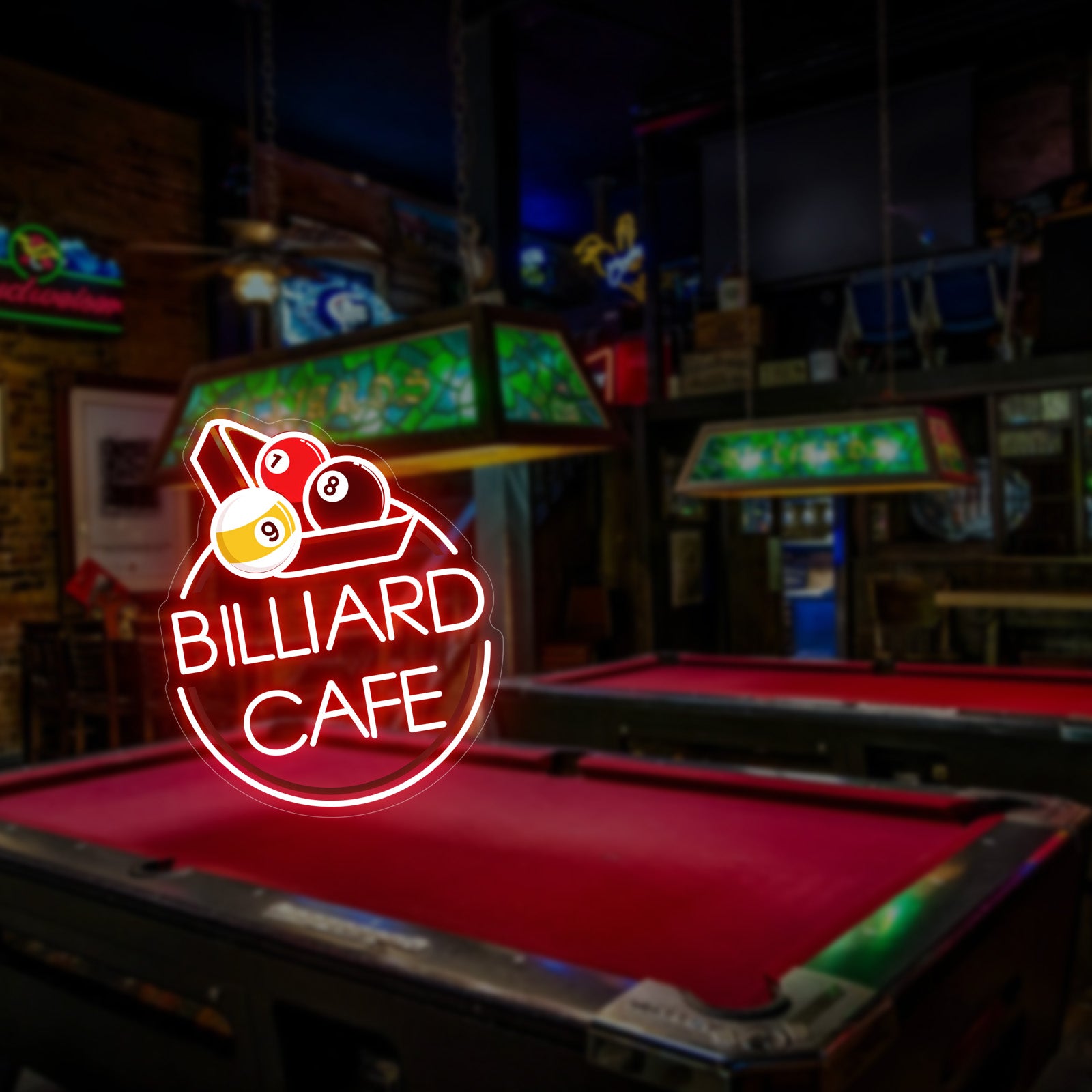 Custom Neon Sign with UV Printed Triangle Rack & Balls Design