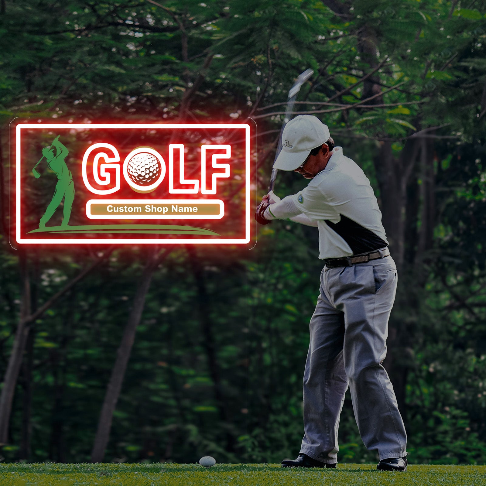 Custom Golf Neon Sign with Golfer Silhouette