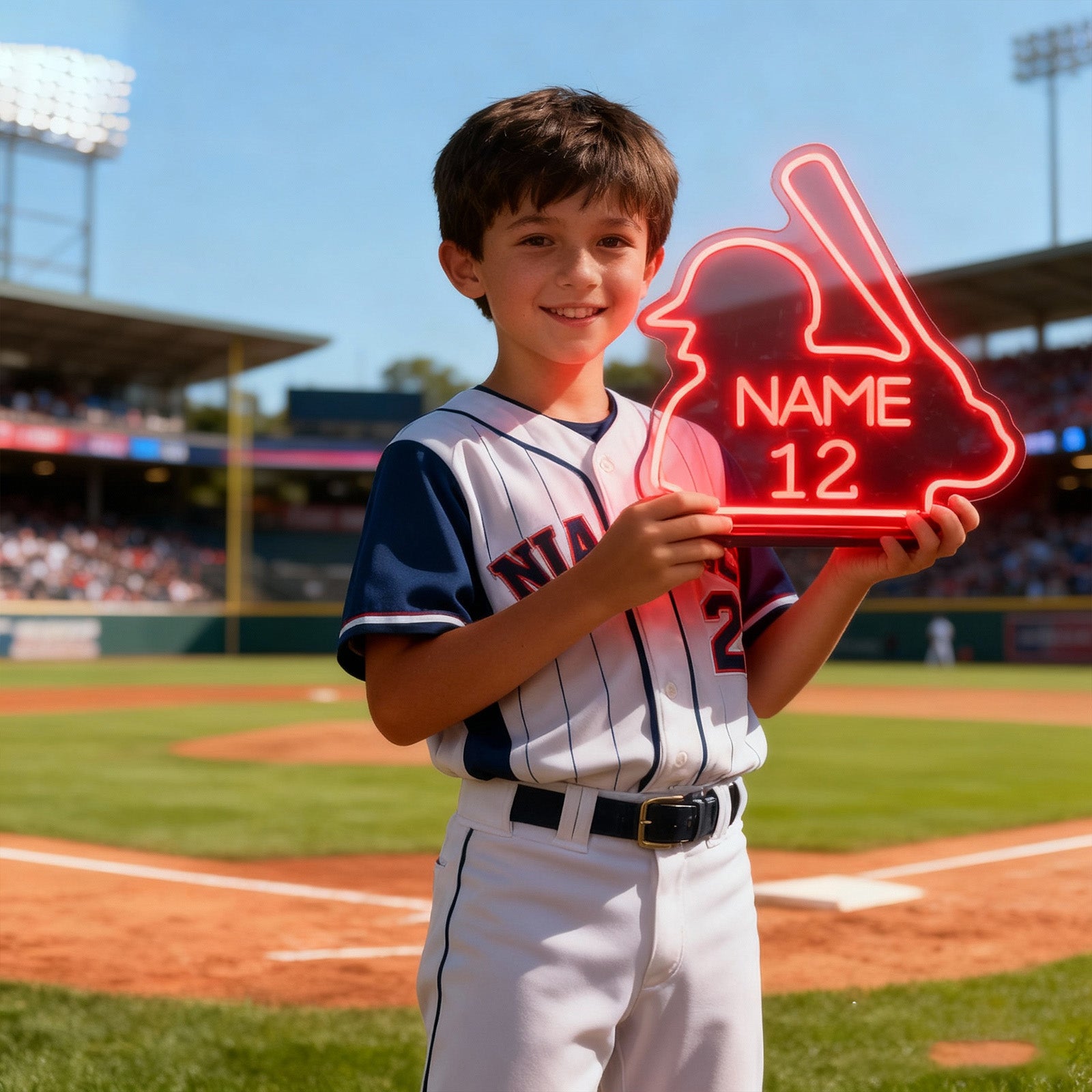 Custom Baseball Neon Sign with Name Number LED Light